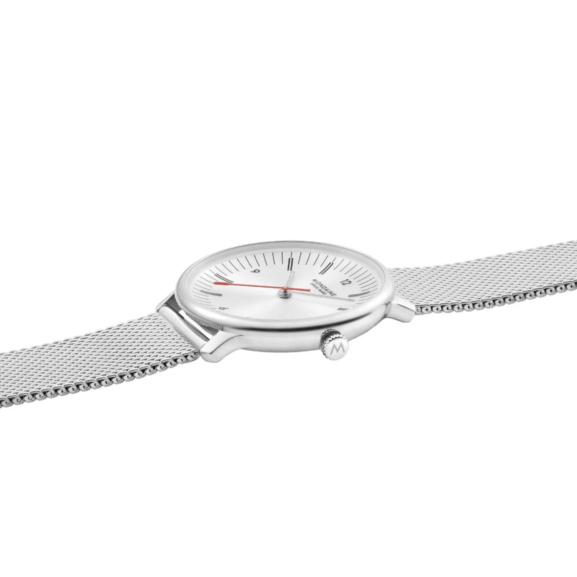 Mondaine Doppio Quartz Off-White Dial Steel Strap Women's Watch MLE.33110.SM
