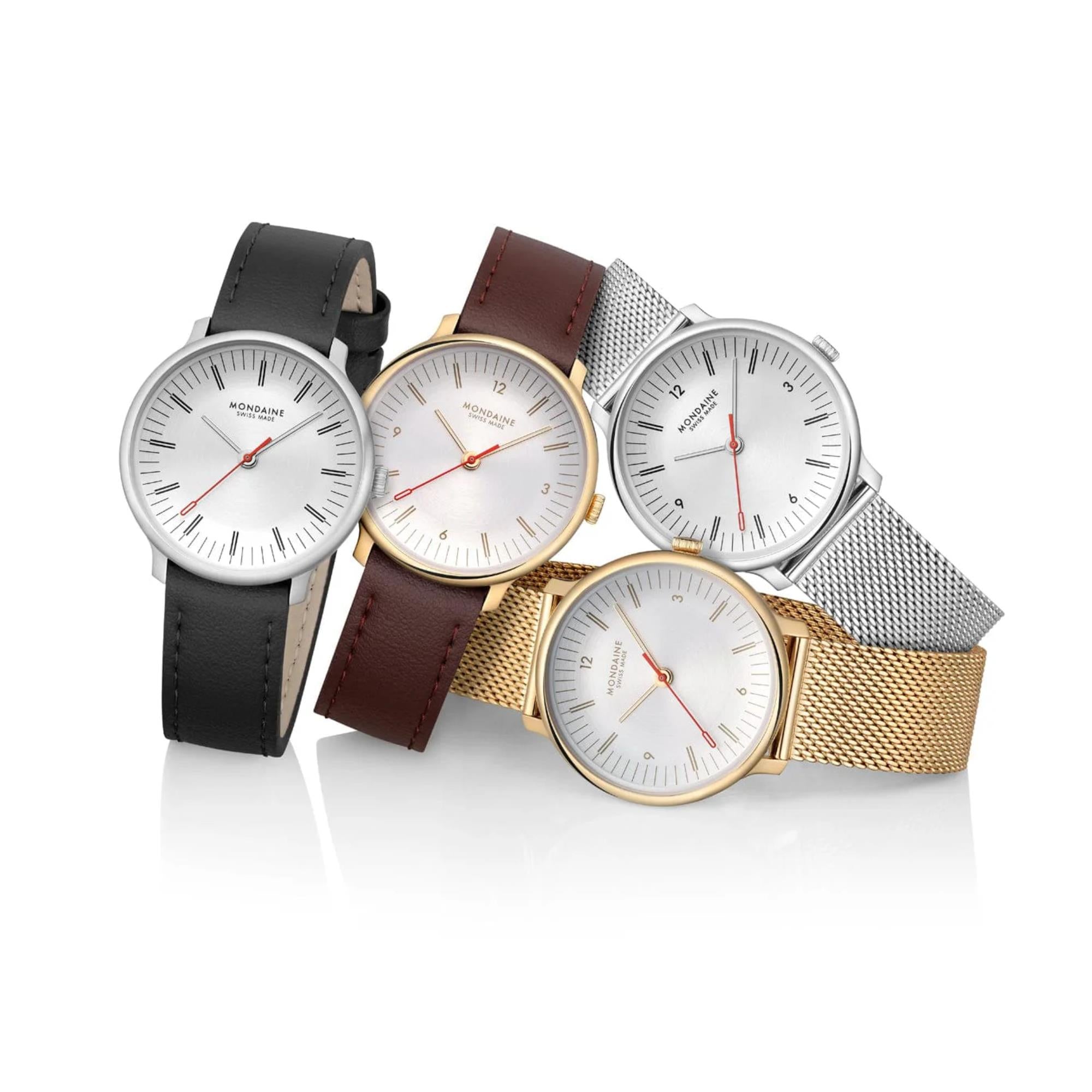 Mondaine Doppio Quartz Off-White Dial Steel Strap Women's Watch MLE.33110.SM