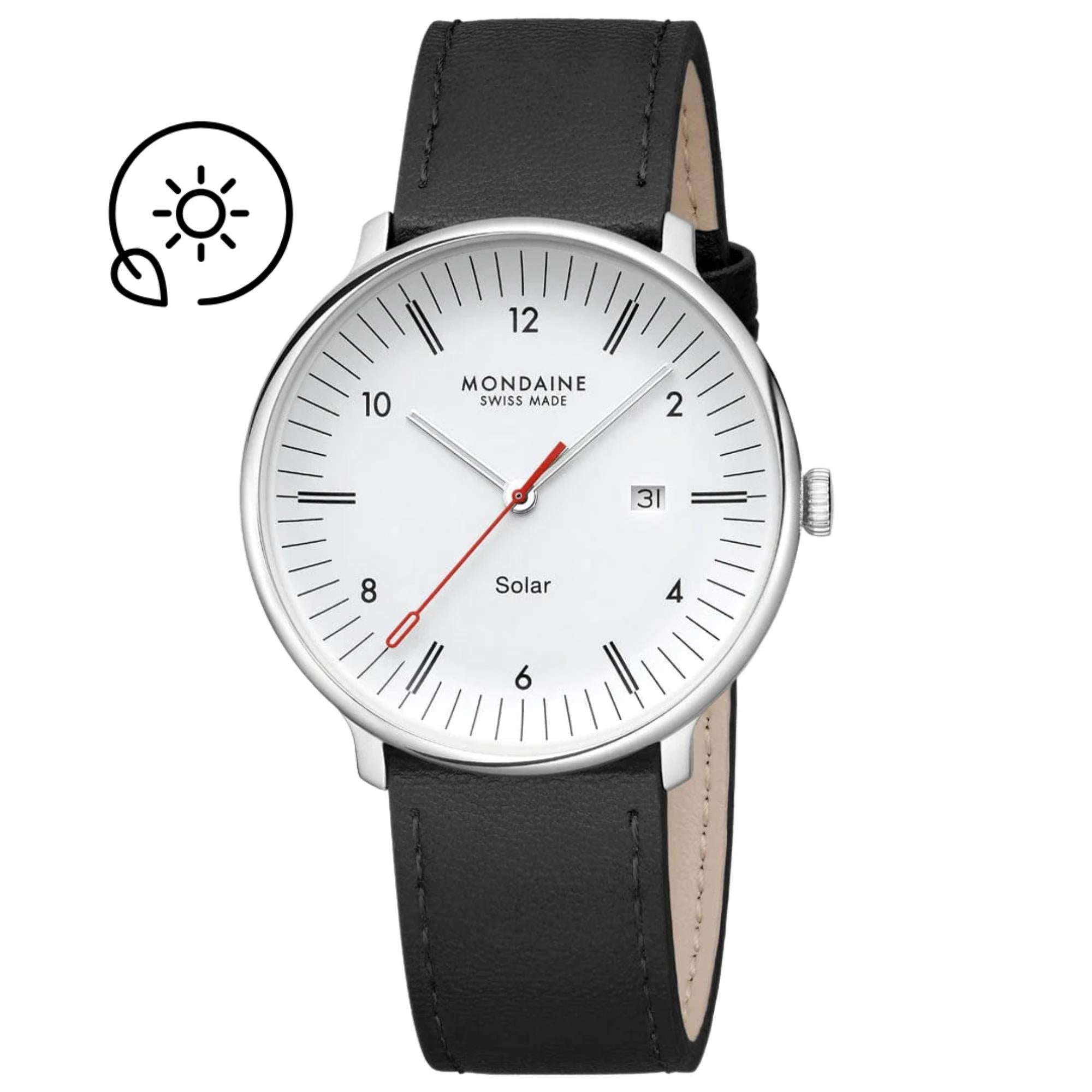 Mondaine MLE.41910.LBV Doppio Solar White Dial Men's Watch