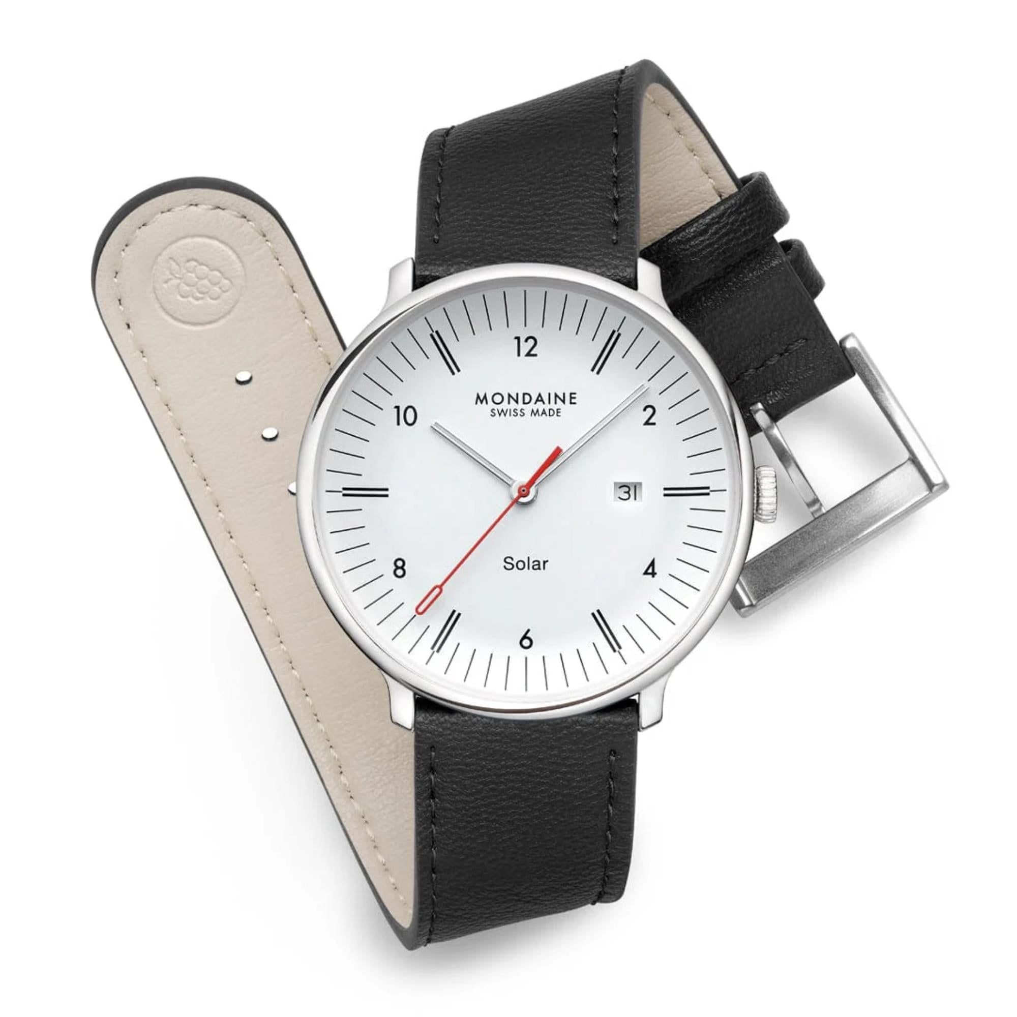 Mondaine MLE.41910.LBV Doppio Solar White Dial Men's Watch