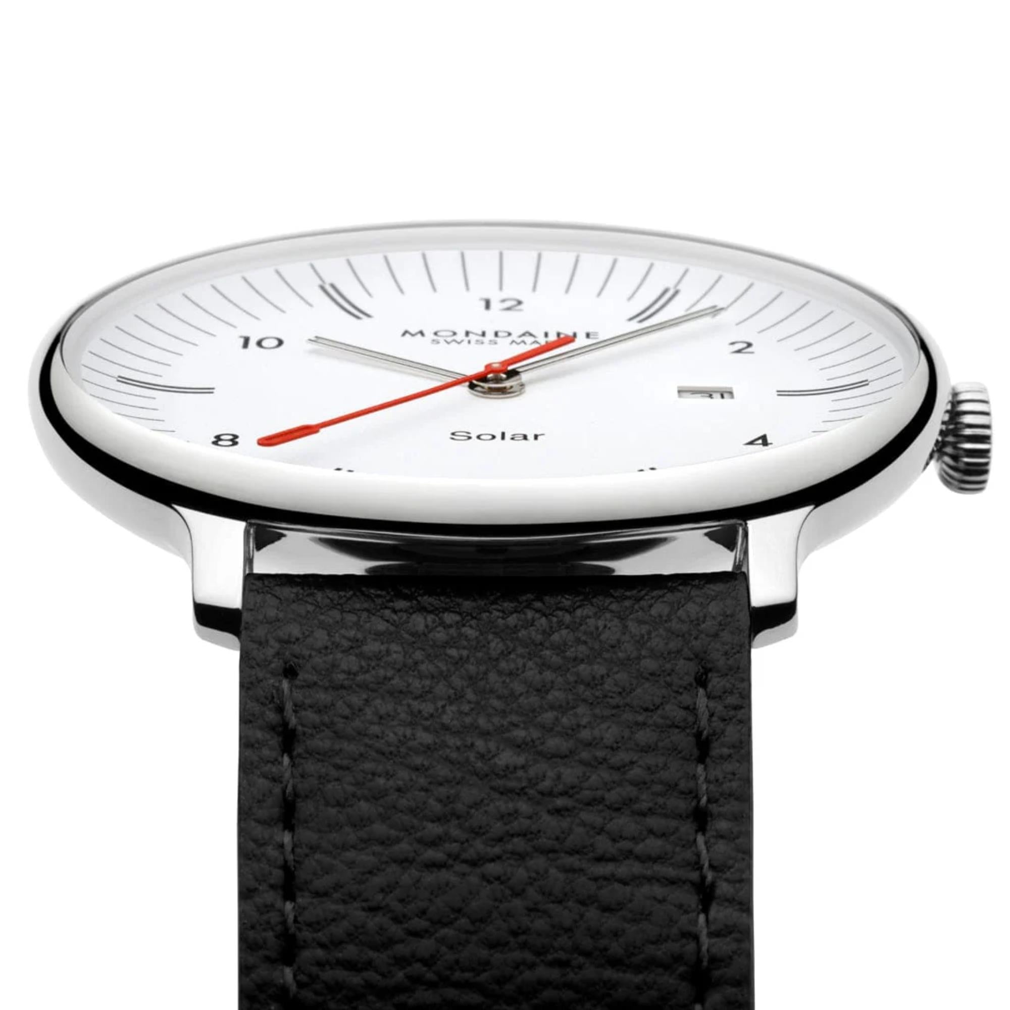 Mondaine MLE.41910.LBV Doppio Solar White Dial Men's Watch