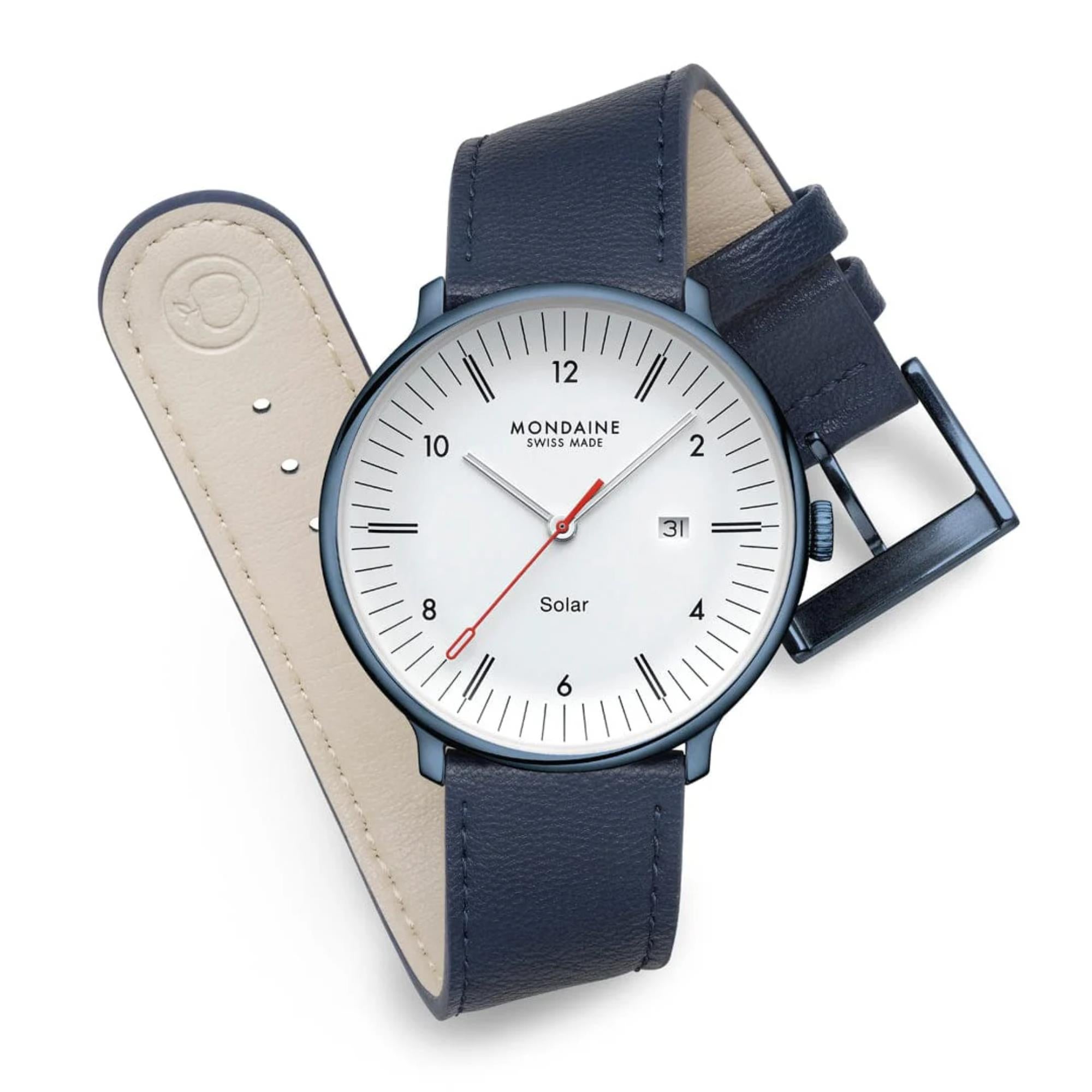 Mondaine MLE.41910.LQV Doppio Solar White Dial Men's Watch