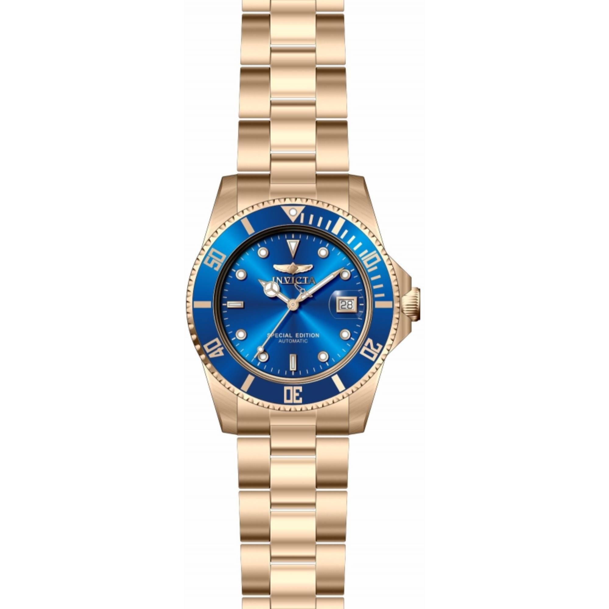 Invicta Pro Diver Automatik Blaues Zifferblatt Stahlarmband Herrenarmbanduhr 30601
