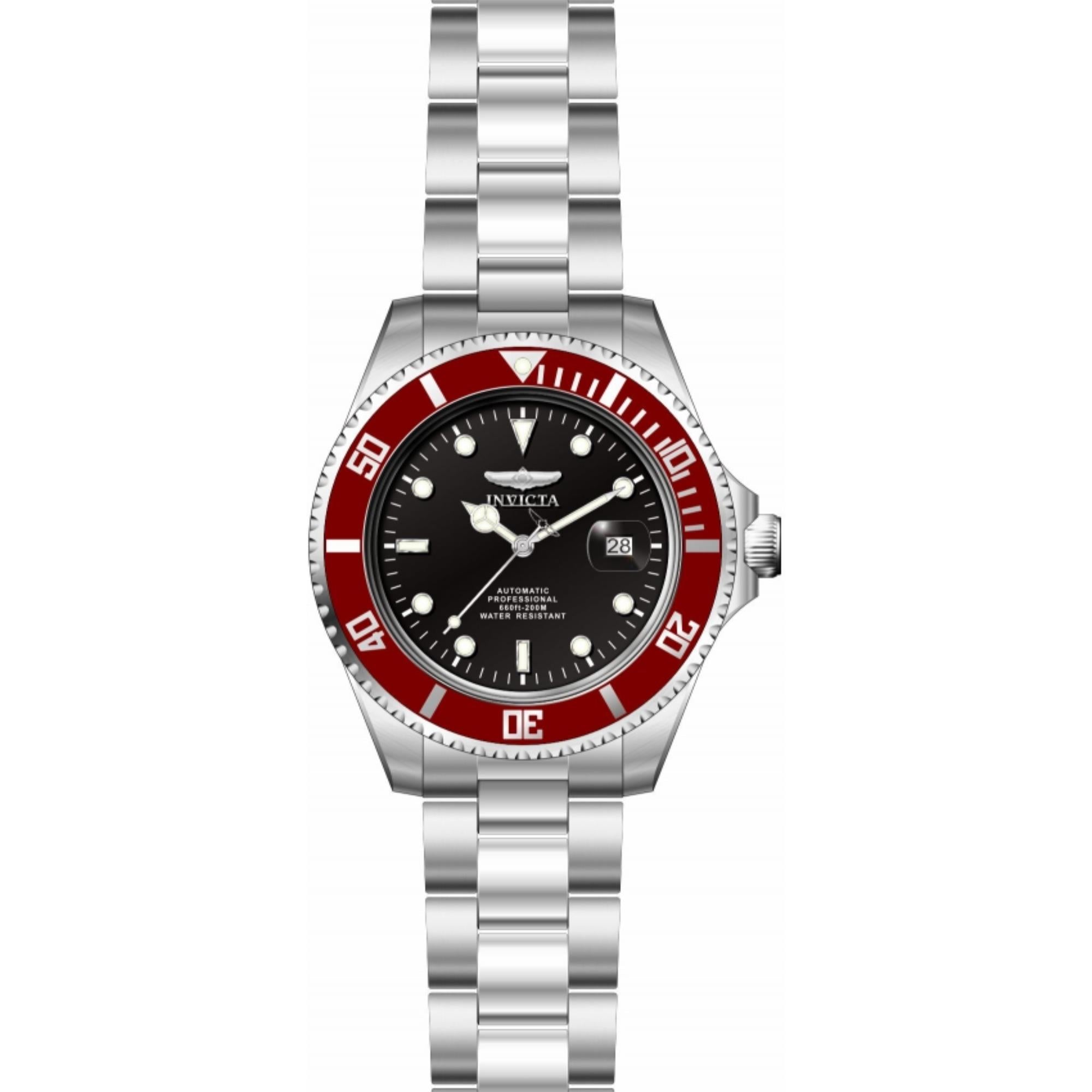 Invicta Pro Diver Automatik Schwarzes Zifferblatt Stahlarmband Herrenarmbanduhr 35854
