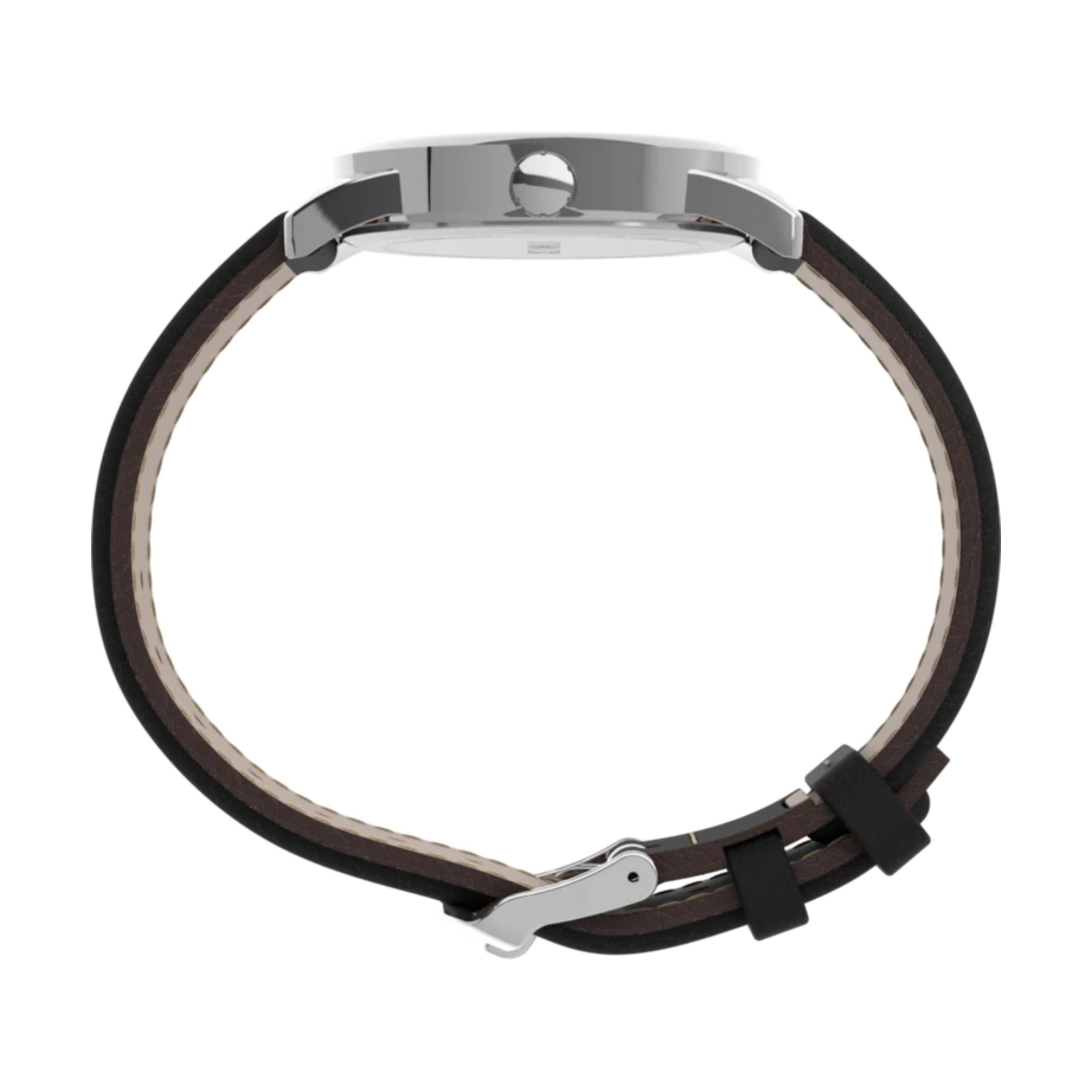 Timex Easy Reader 38mm Weißes Zifferblatt Leder Herren Quarz Uhr TW2P75600