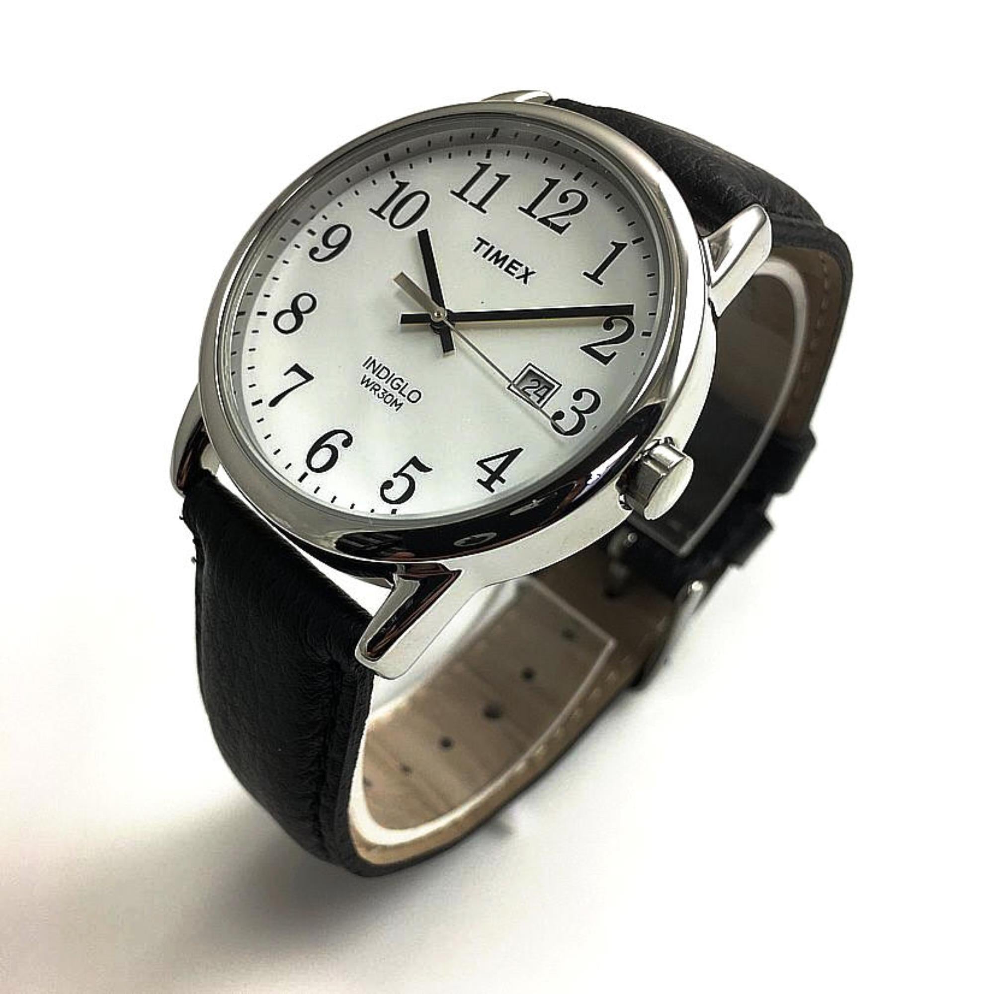 Timex Easy Reader 38mm Weißes Zifferblatt Leder Herren Quarz Uhr TW2P75600