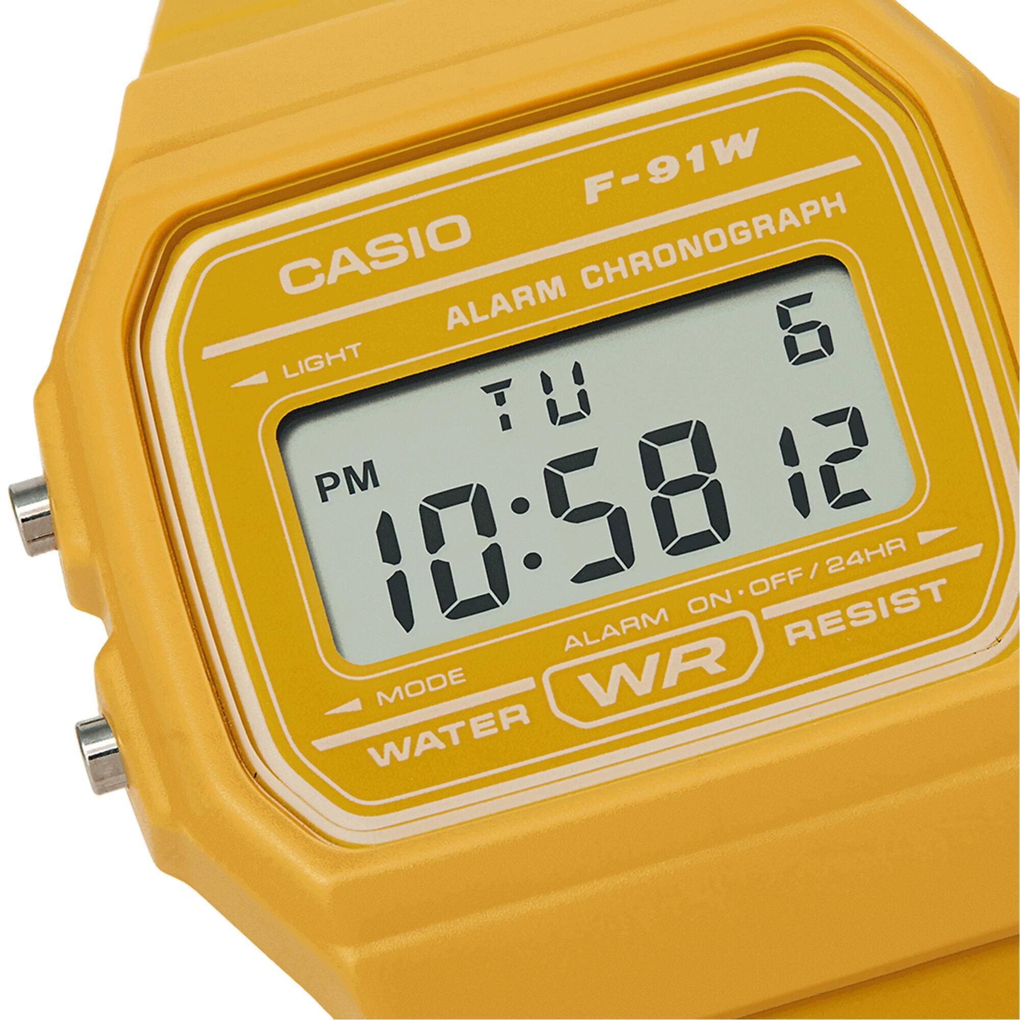 Casio Vintage Digital Mustard Yellow Resin Strap Watch F-91WC-9AEF