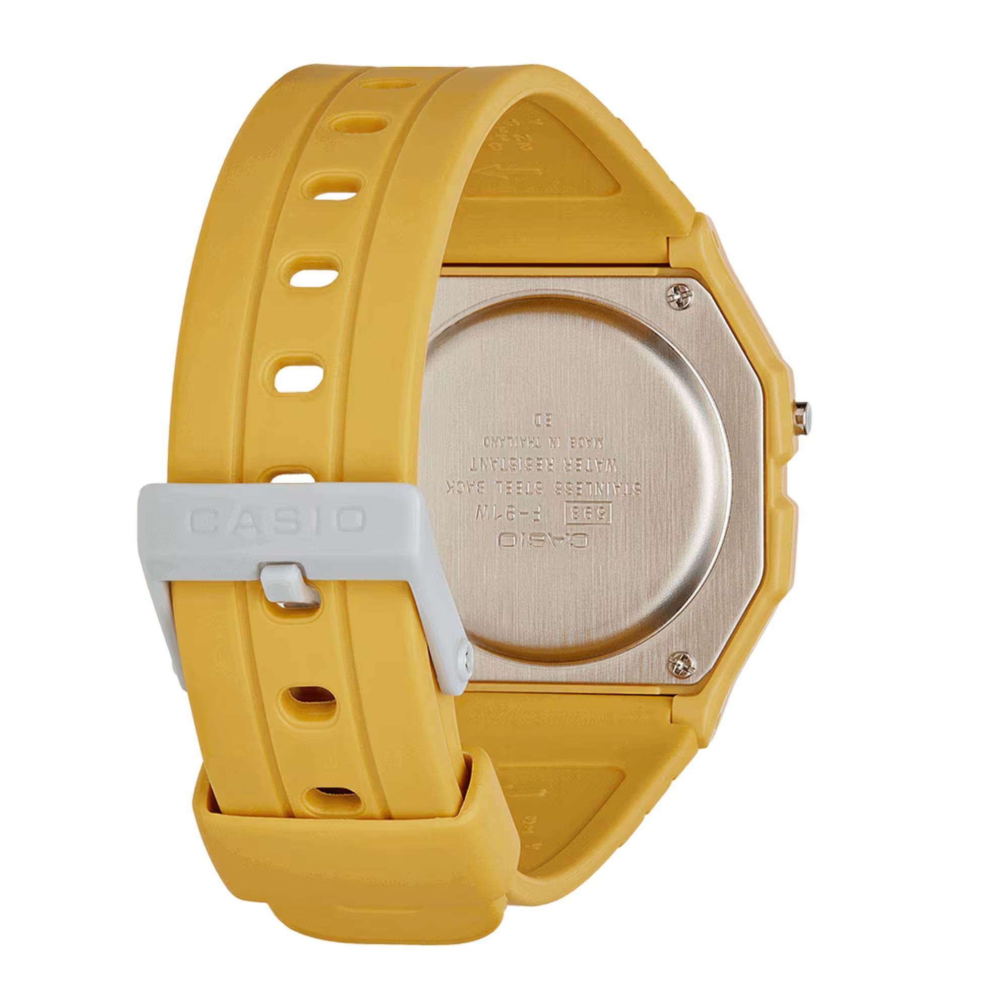 Casio Vintage Digital Mustard Yellow Resin Strap Watch F-91WC-9AEF