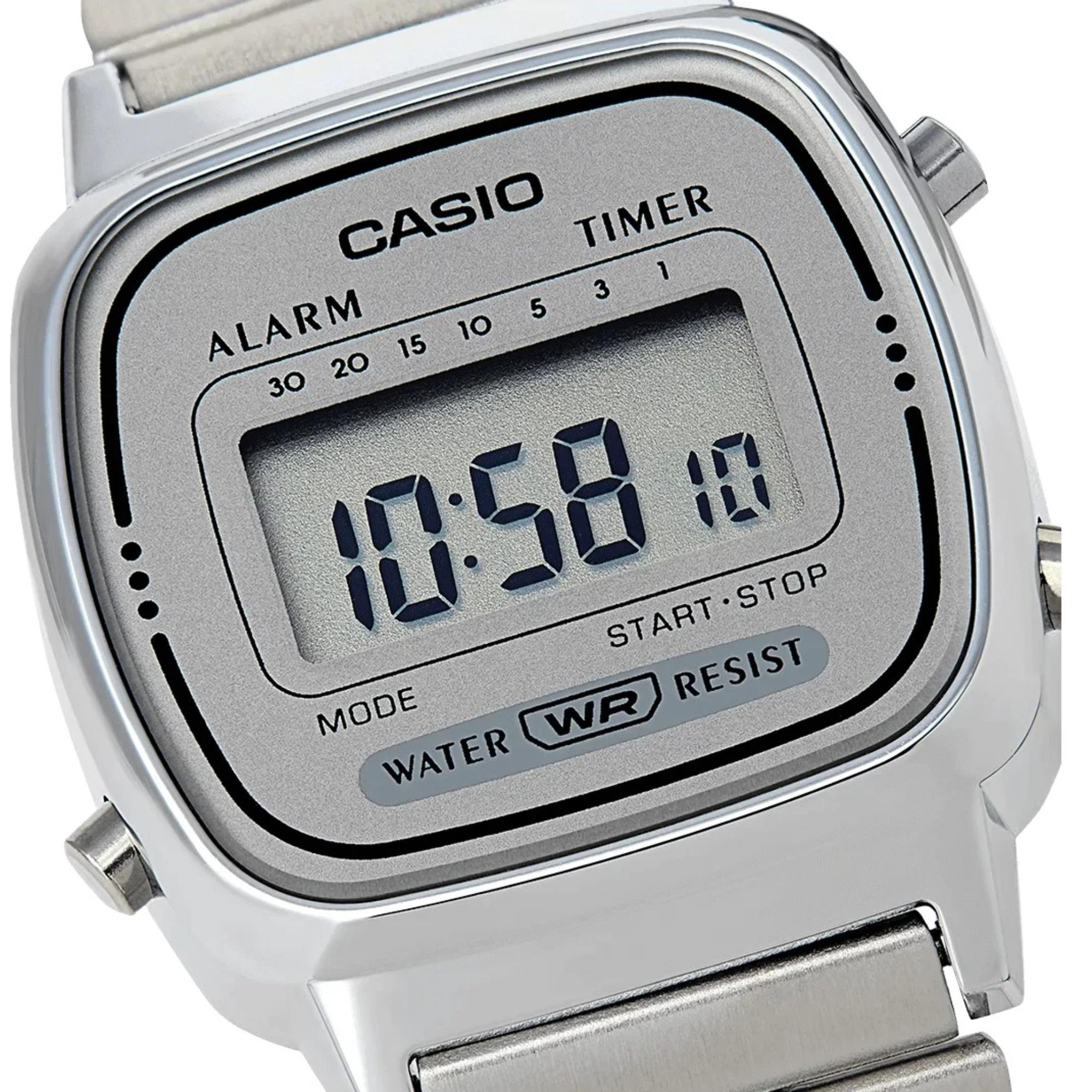 Casio Vintage Retro Quarz Digital Stahlarmband Damen Uhr LA670WEA-7EF