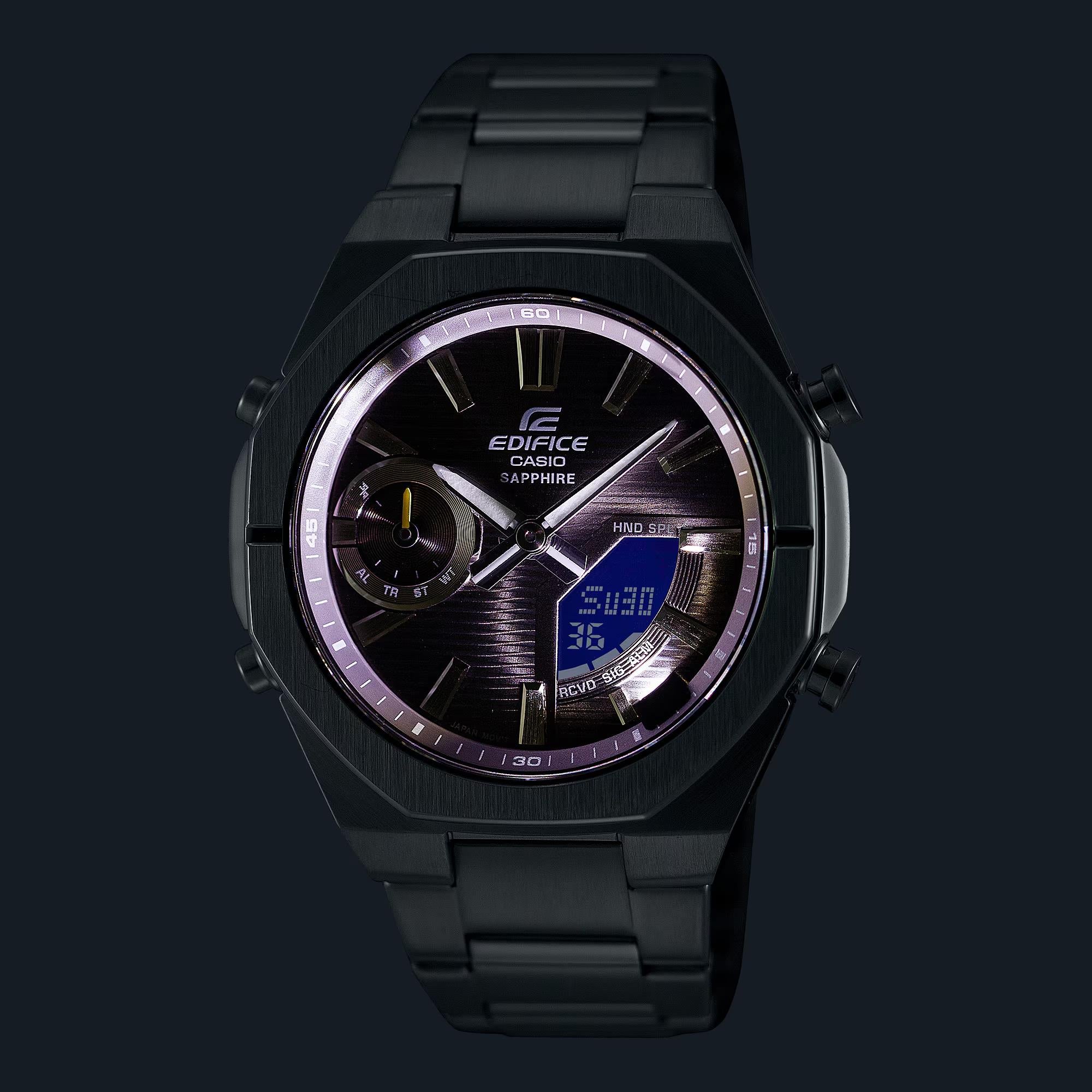 Casio Edifice Solarbetriebene Graues Zifferblatt Stahlarmband Herren Uhr ECB-S10D-8AEF