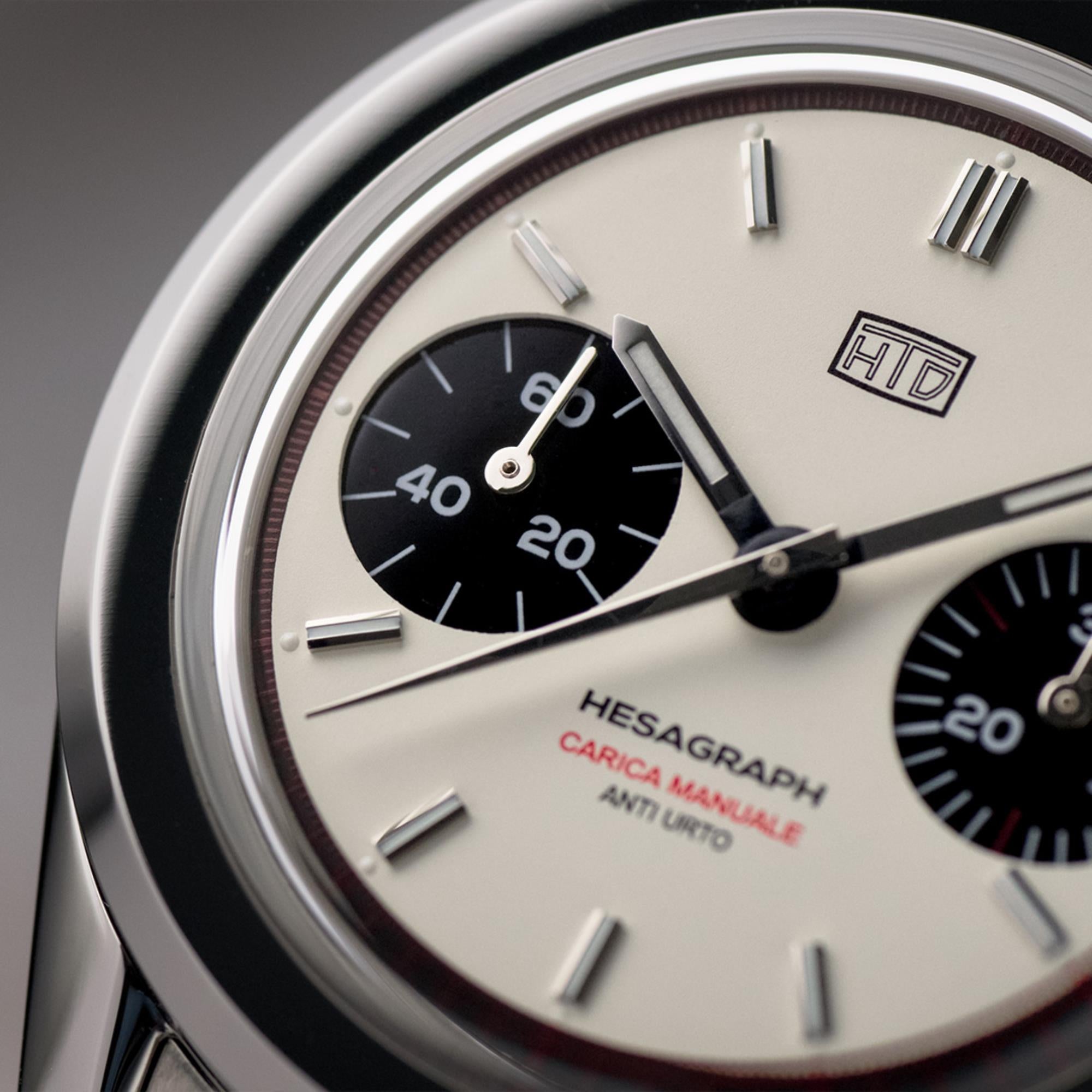HTD Hesagraph Cannoli Chronograph Cream Dial Steel Strap Men's Watch H19F25C