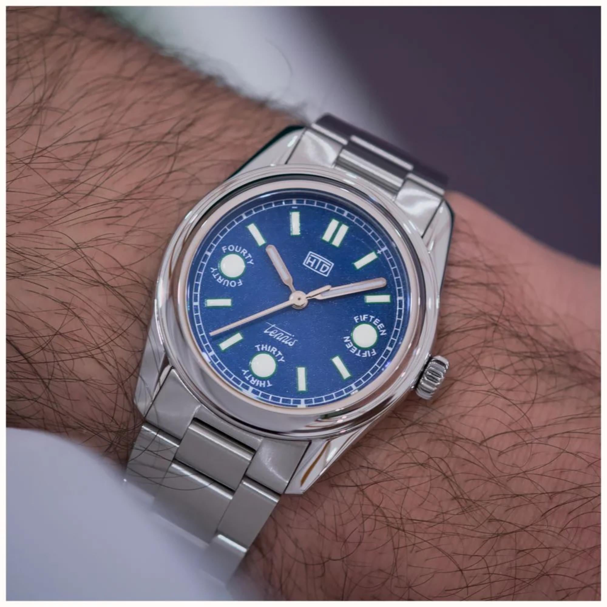 HTD Tennis Cemento Automatic Light Blue Dial Steel Sports Watch T23S01_B