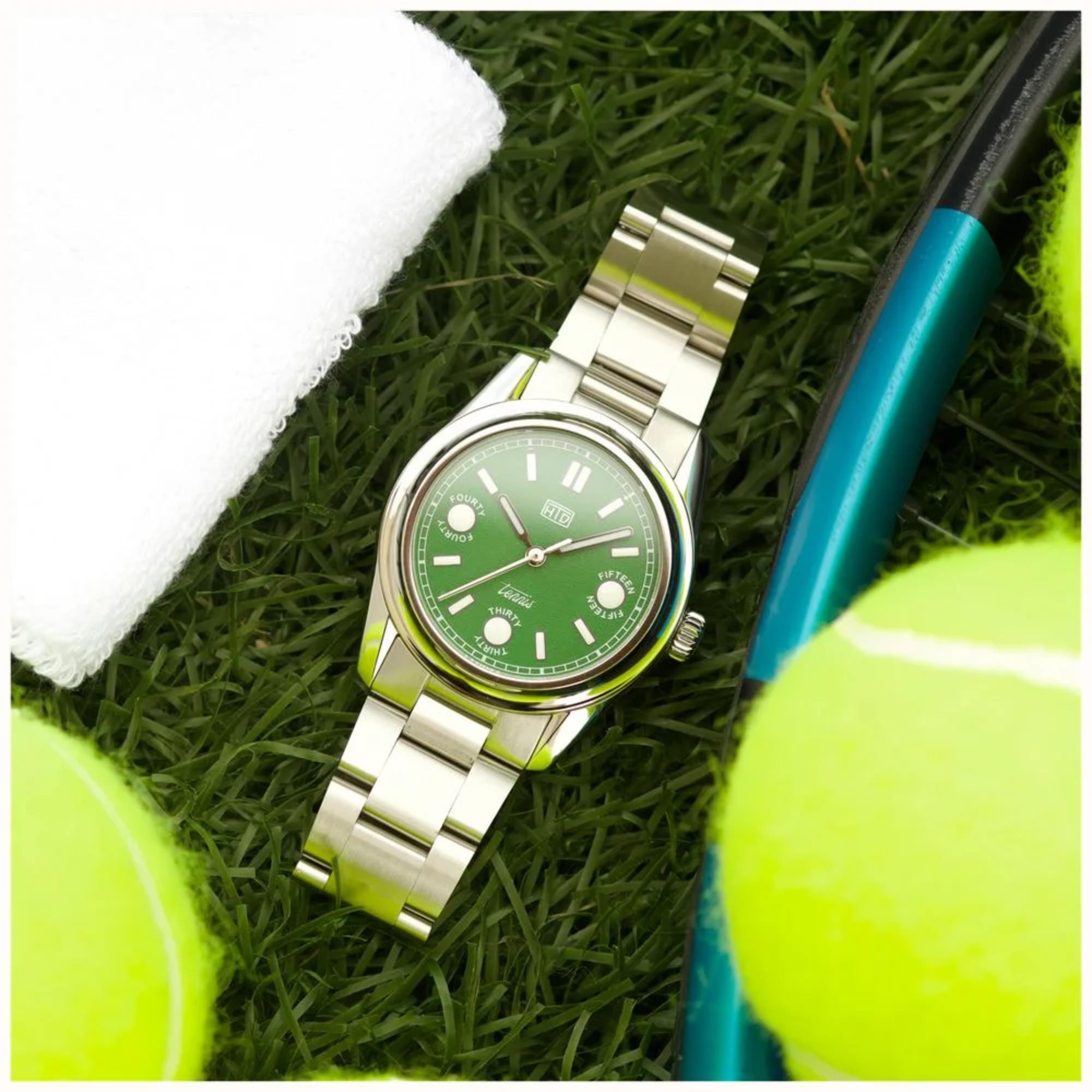 HTD Tennis Erba Automatic Green Dial Steel Strap Sports Watch T23S01_E