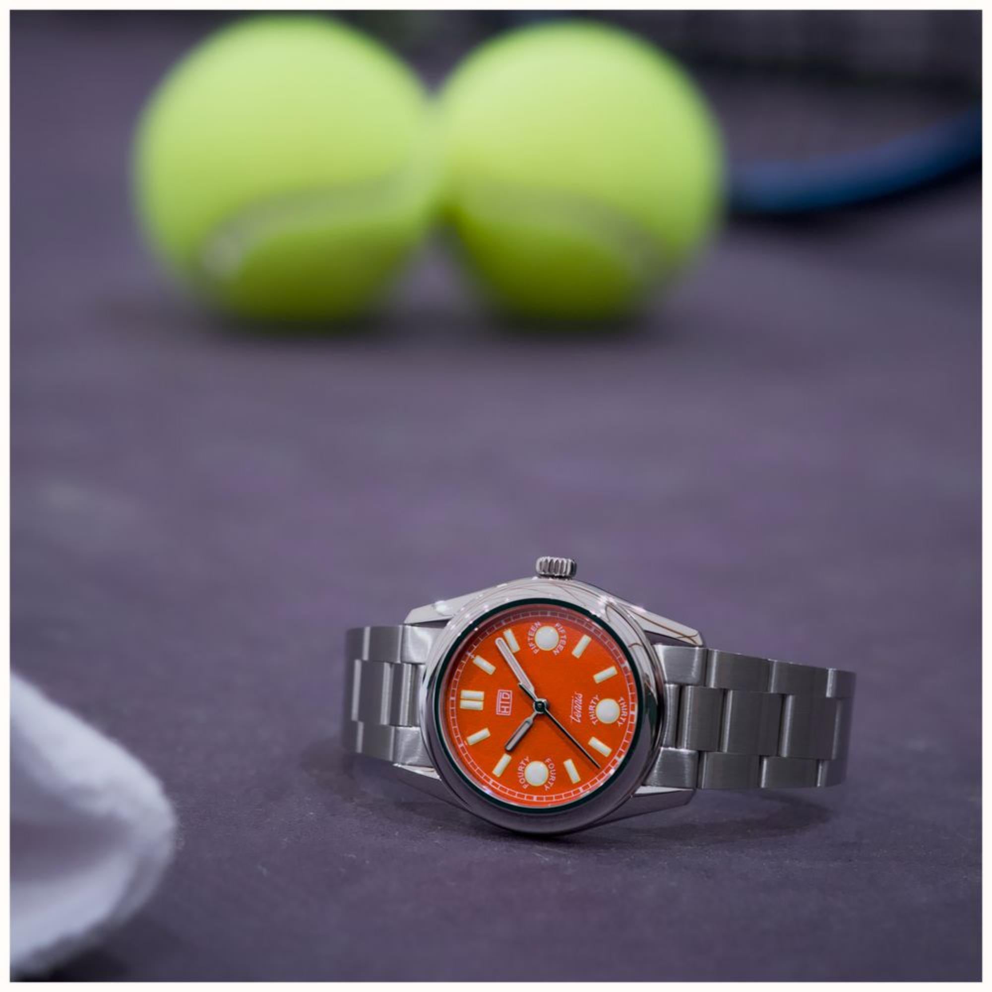 HTD Tennis Terra Automatic Orange Dial Steel Strap Sports Watch T23S01_T