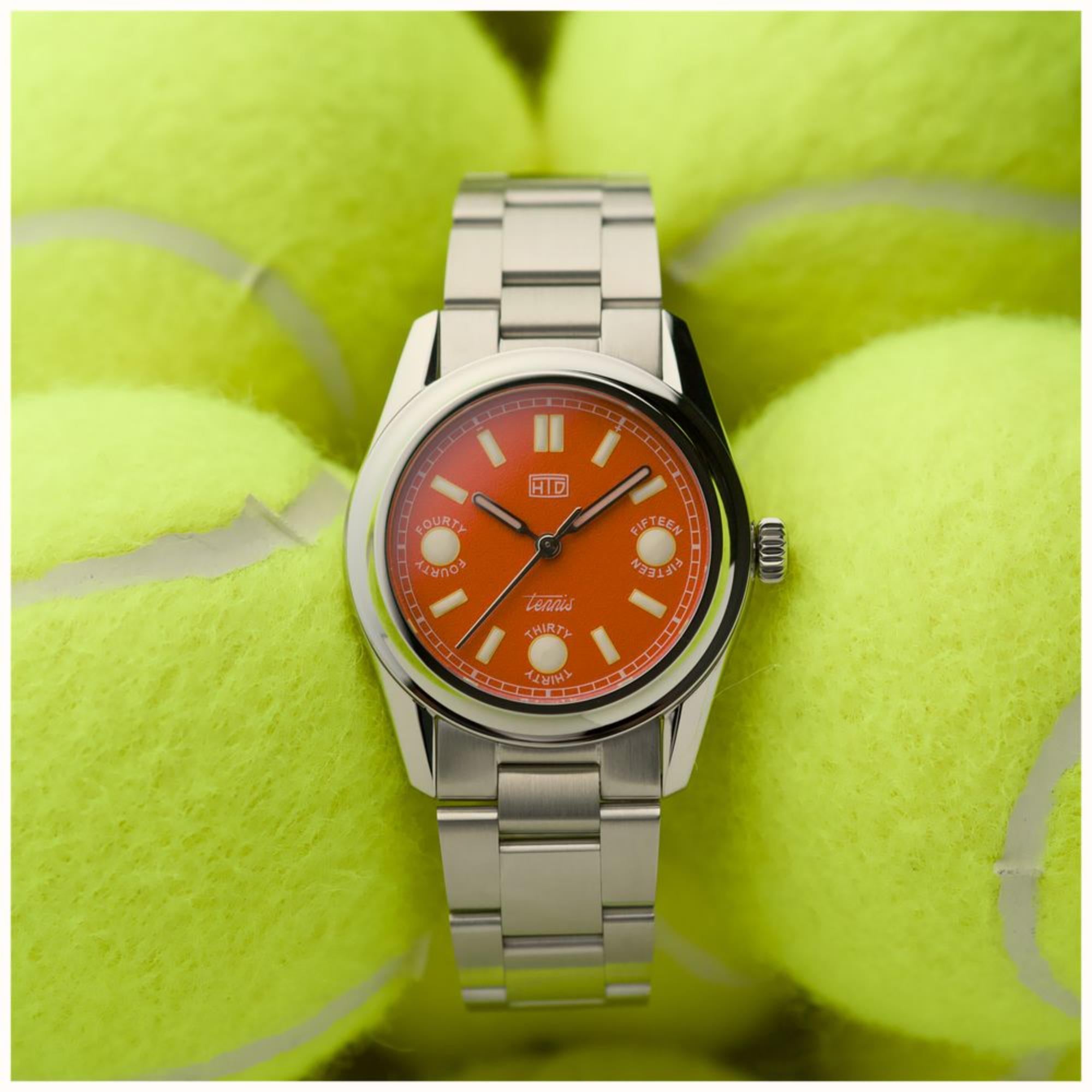 HTD Tennis Terra Automatic Orange Dial Steel Strap Sports Watch T23S01_T
