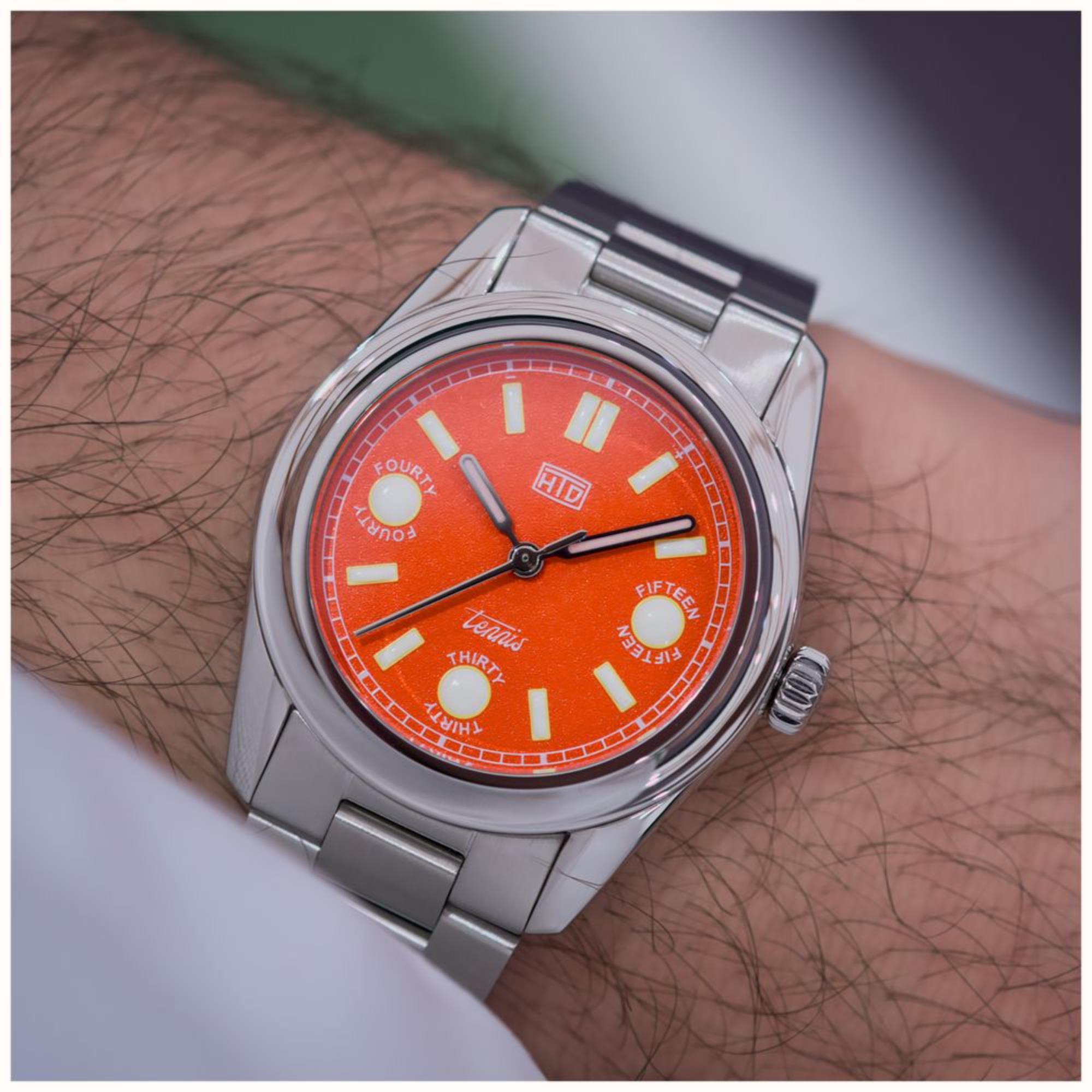 HTD Tennis Terra Automatic Orange Dial Steel Strap Sports Watch T23S01_T