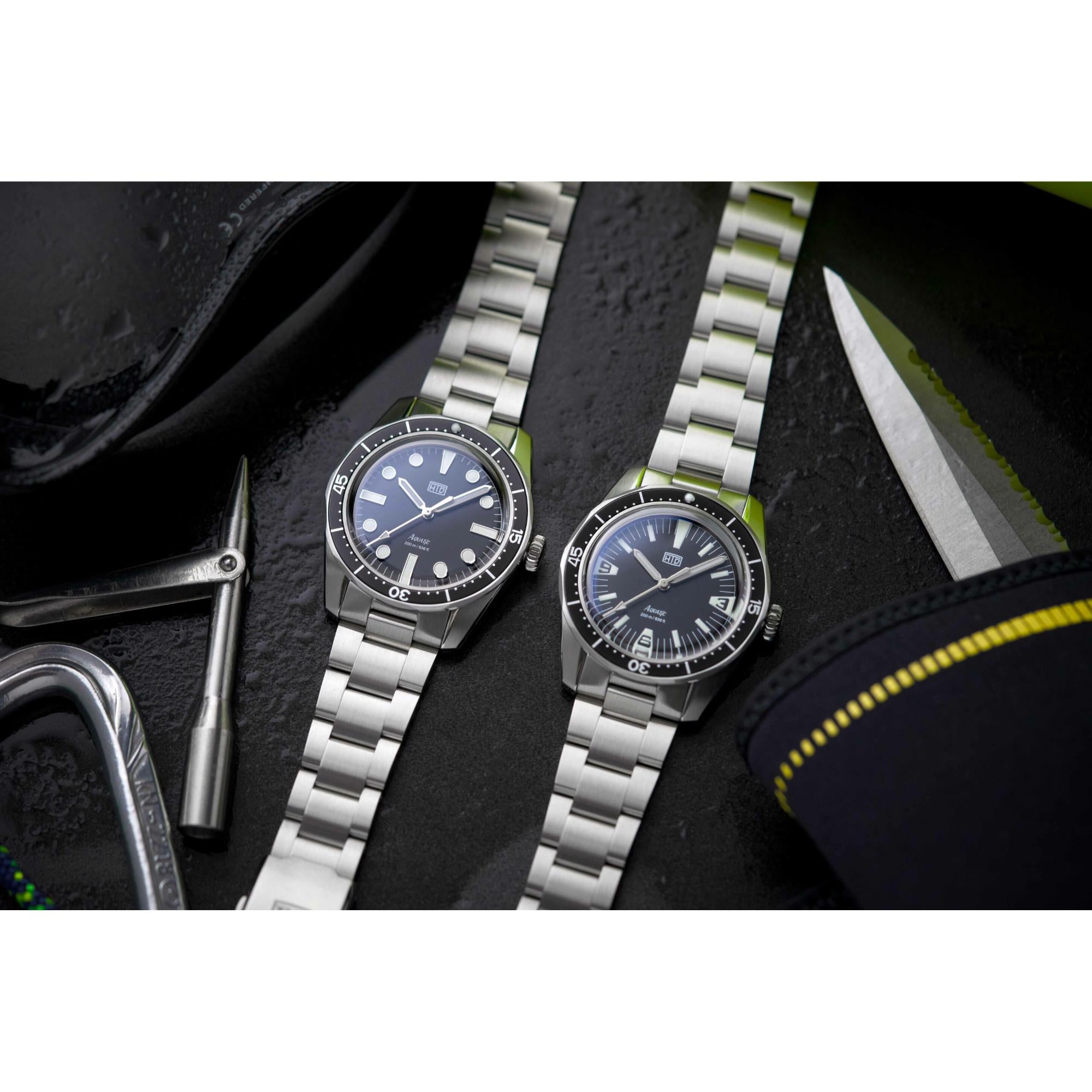 HTD Aquatic Bicchierini Automatic Black Dial Steel Watch A25F09B