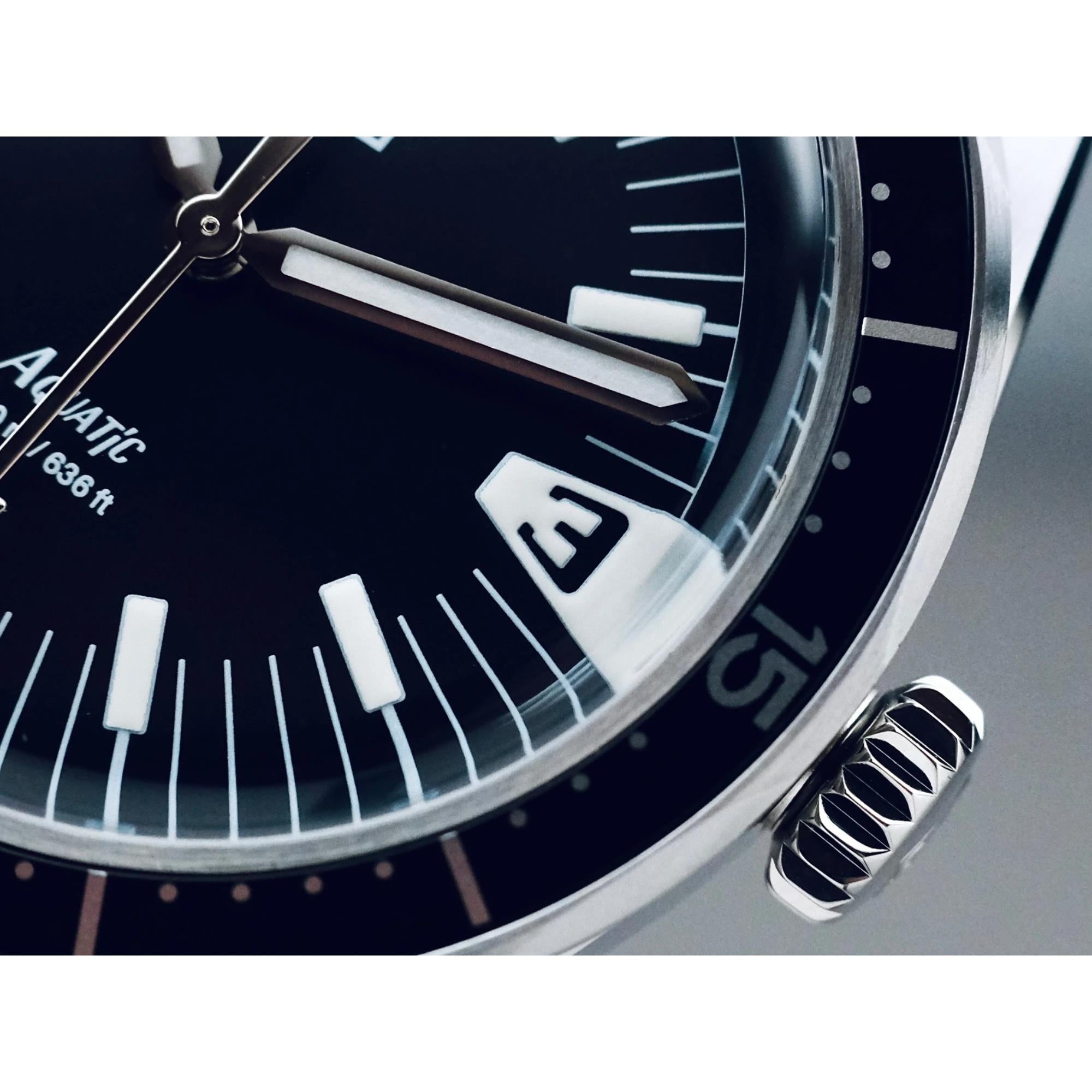 HTD Aquatic Spaceboy Automatic Black Dial Steel Strap Mens Watch A25F09S