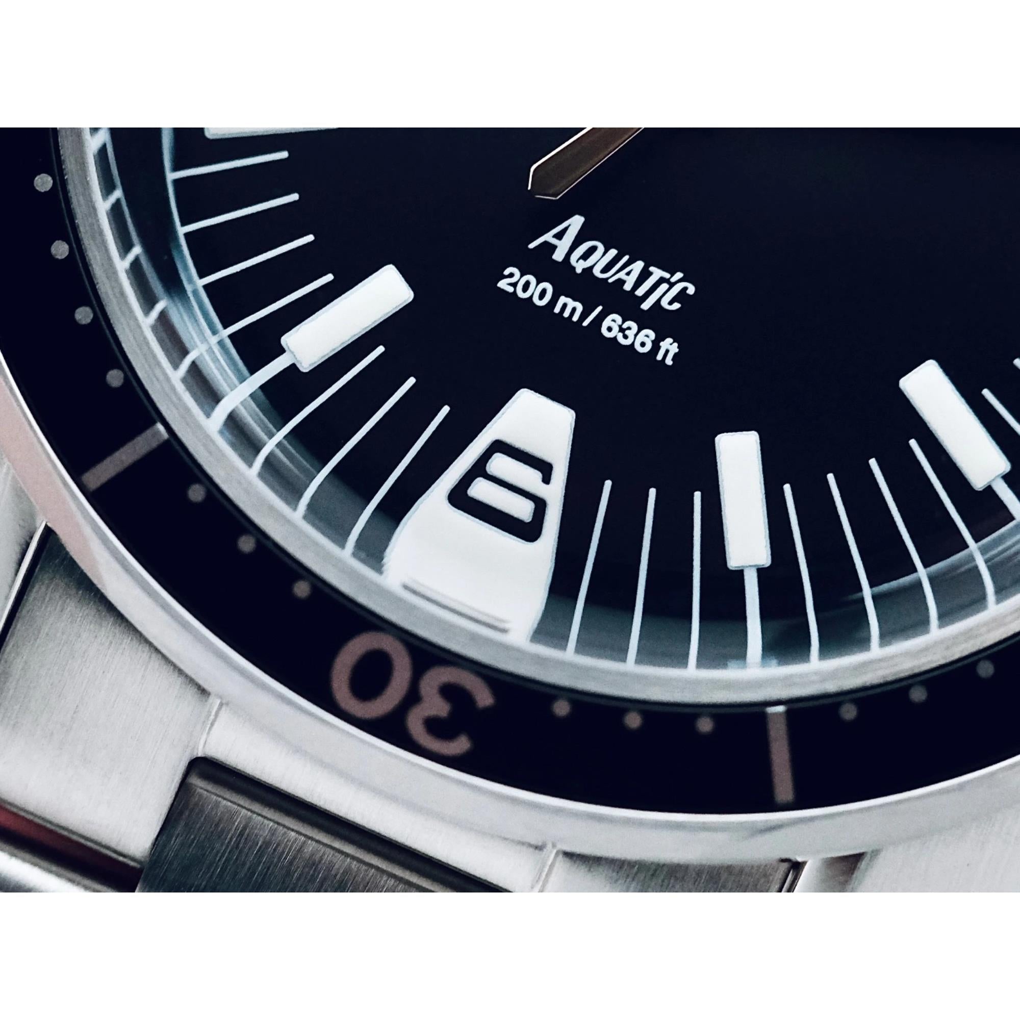 HTD Aquatic Spaceboy Automatic Black Dial Steel Strap Mens Watch A25F09S