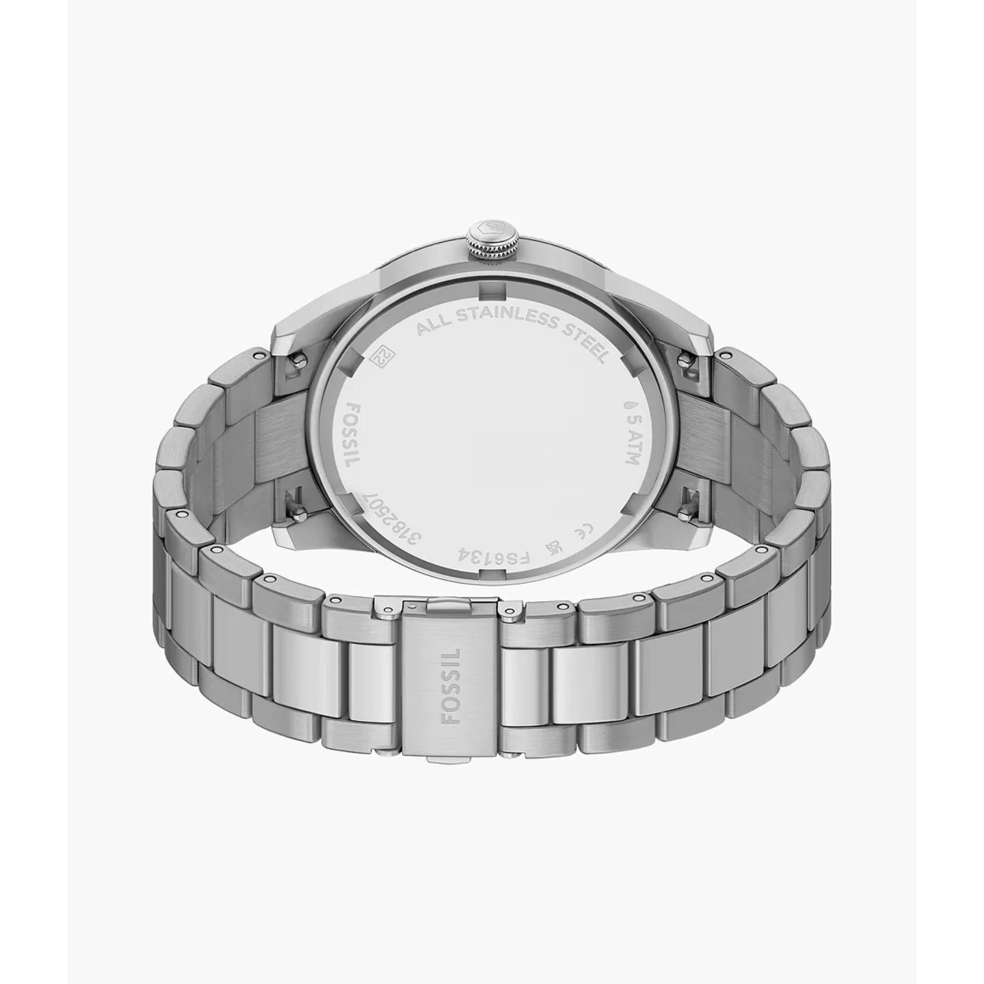 Fossil Pearson 42mm Chronograph Herren Quarz Uhr mit blauem Zifferblatt und Stahlband FS6134