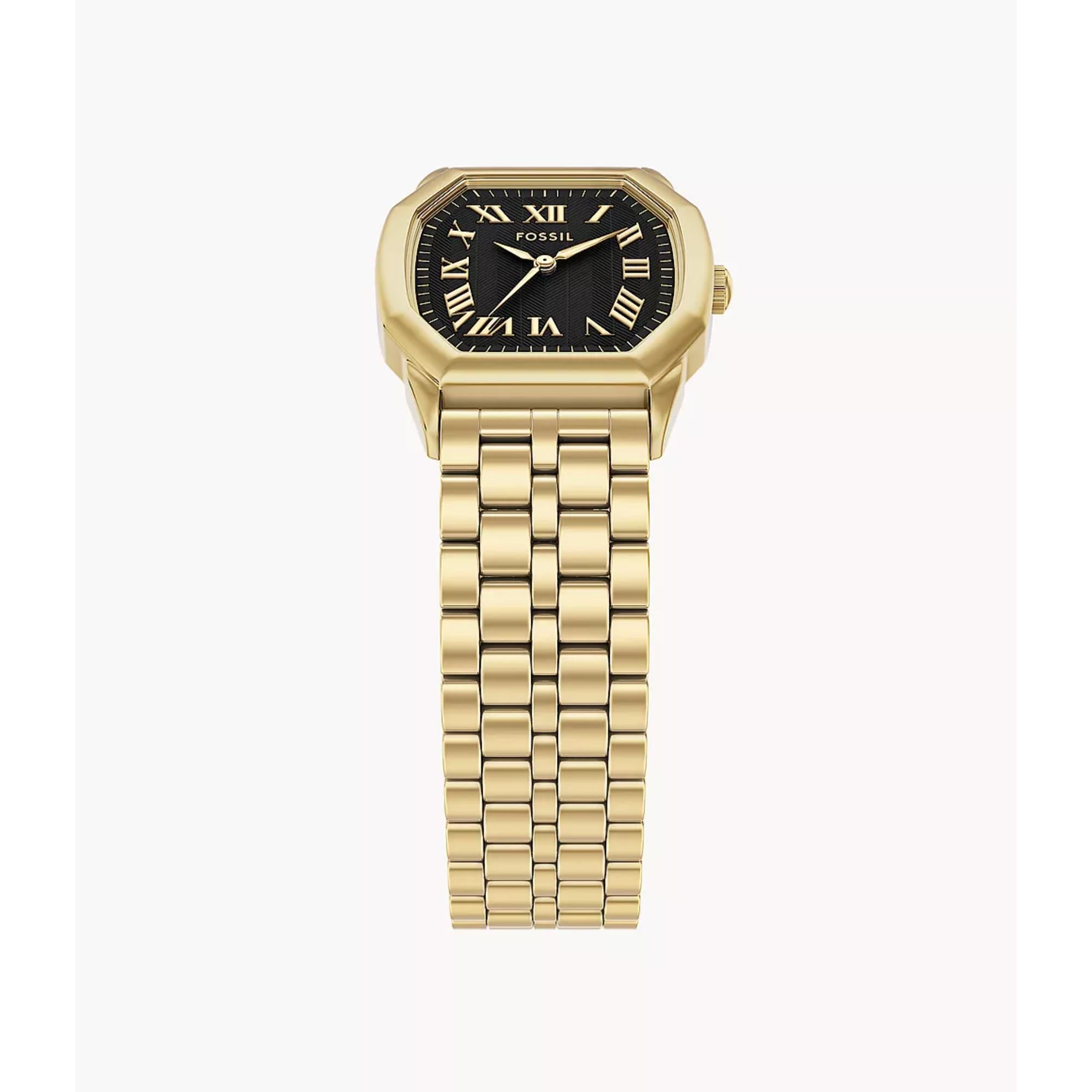 Fossil Harlow 27mm Damen Quarz Uhr mit schwarzem Zifferblatt und Stahlband ES5433