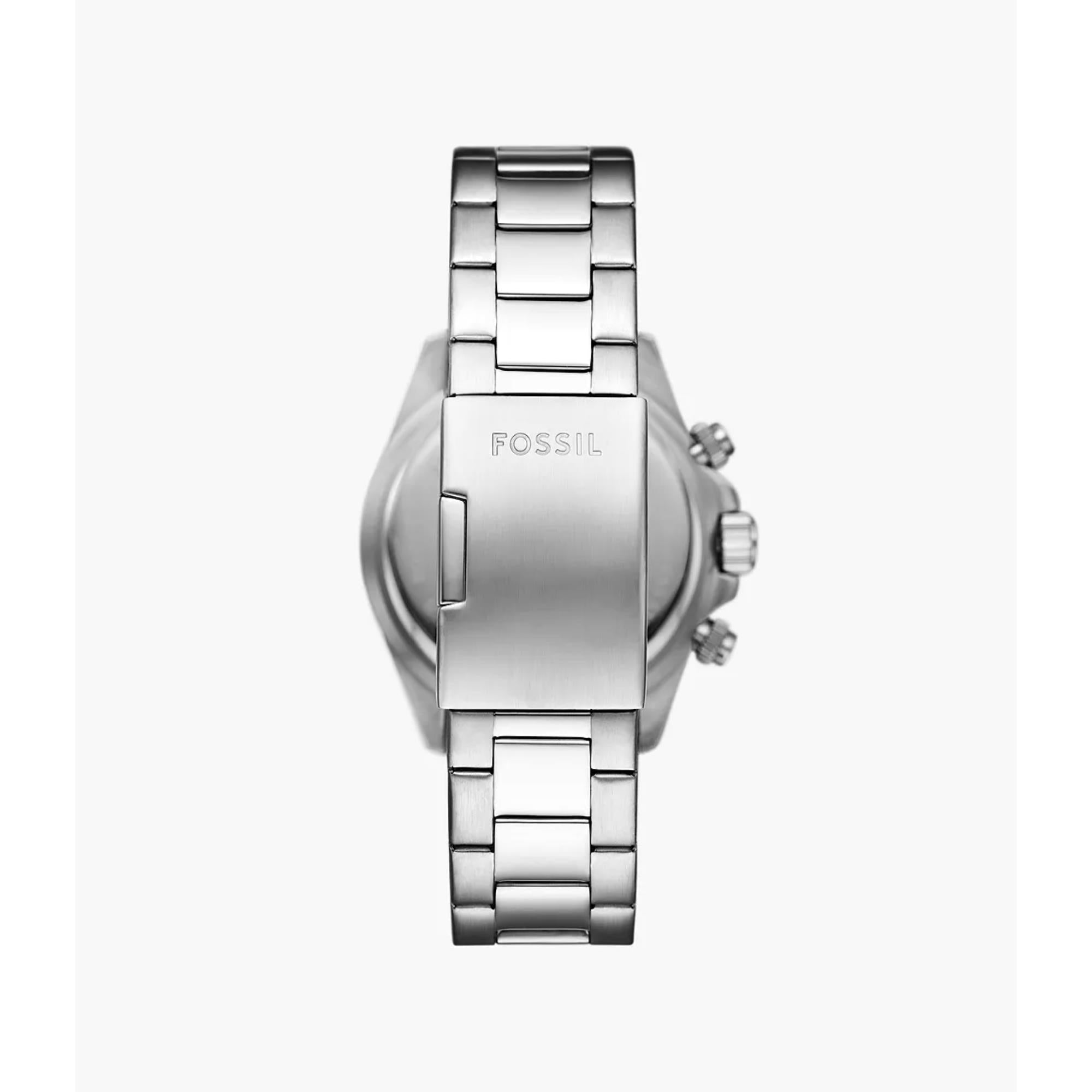 Fossil Autocross 42mm Chronograph Silver Dial Steel Mens Quartz Watch FS6124