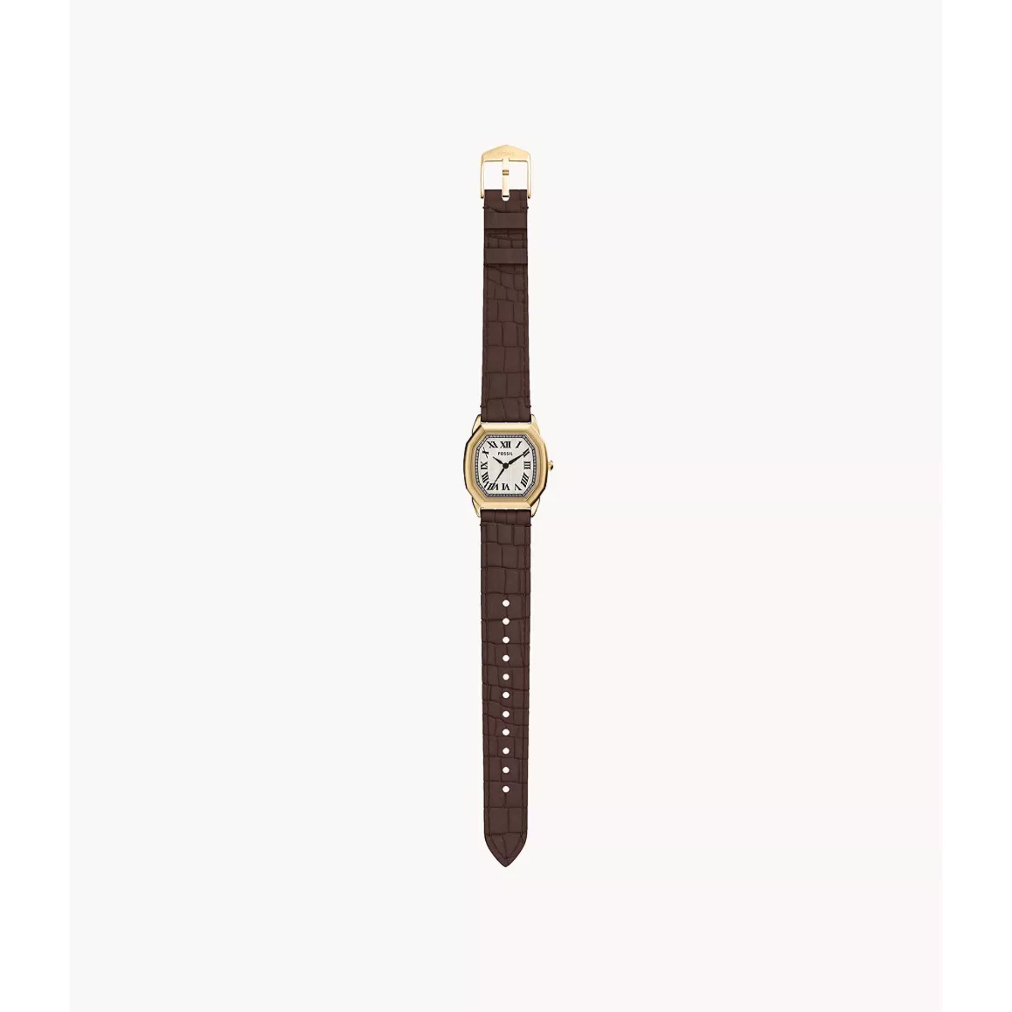 Fossil Harlow 27mm Damen Quarz Uhr mit cremefarbenem Zifferblatt und Lederband ES5426