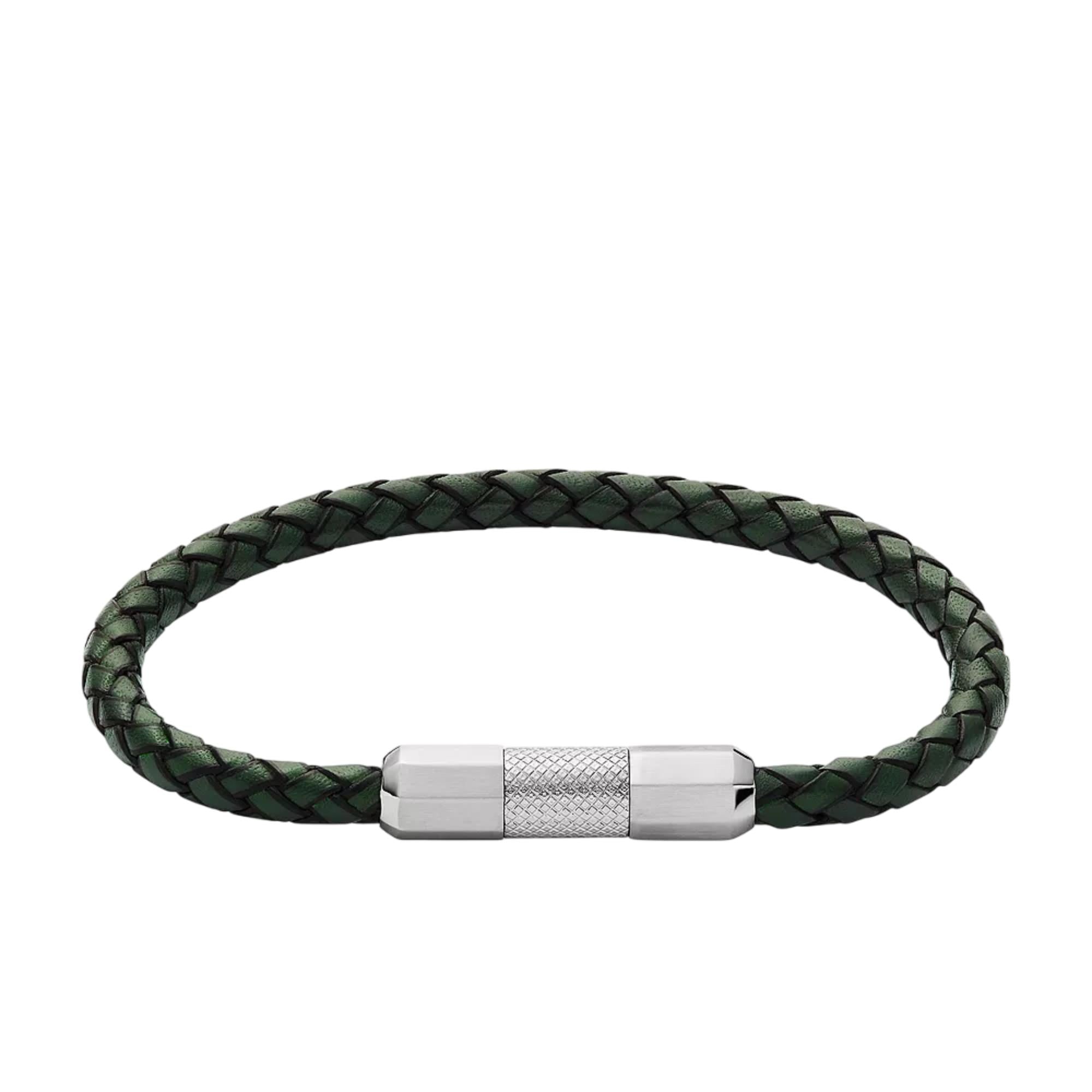 Fossil JF04919040 Knurled Texture Leather Men's Bracelet