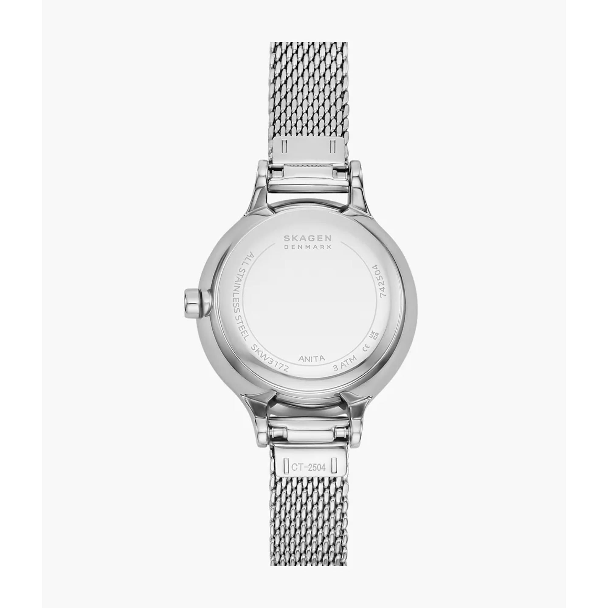Skagen Anita Mikro Quarz Blaues Zifferblatt Stahlarmband Damen Uhr SKW3172