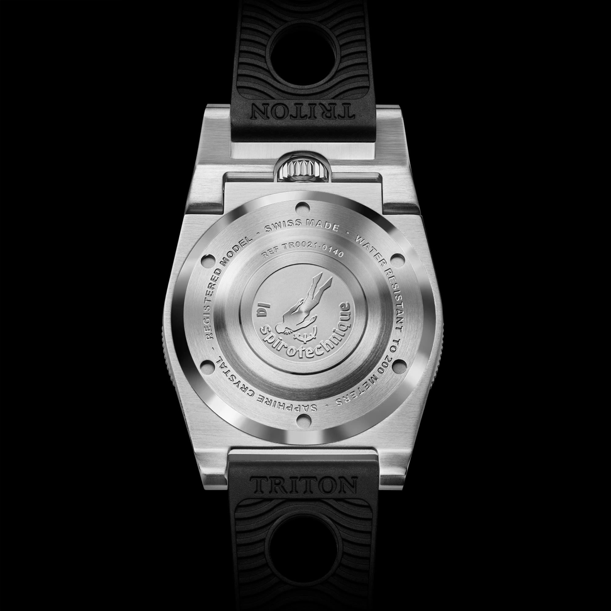 Triton Spirotechnique Sport Black Dial Automatic Rubber Strap Men's Dive Watch