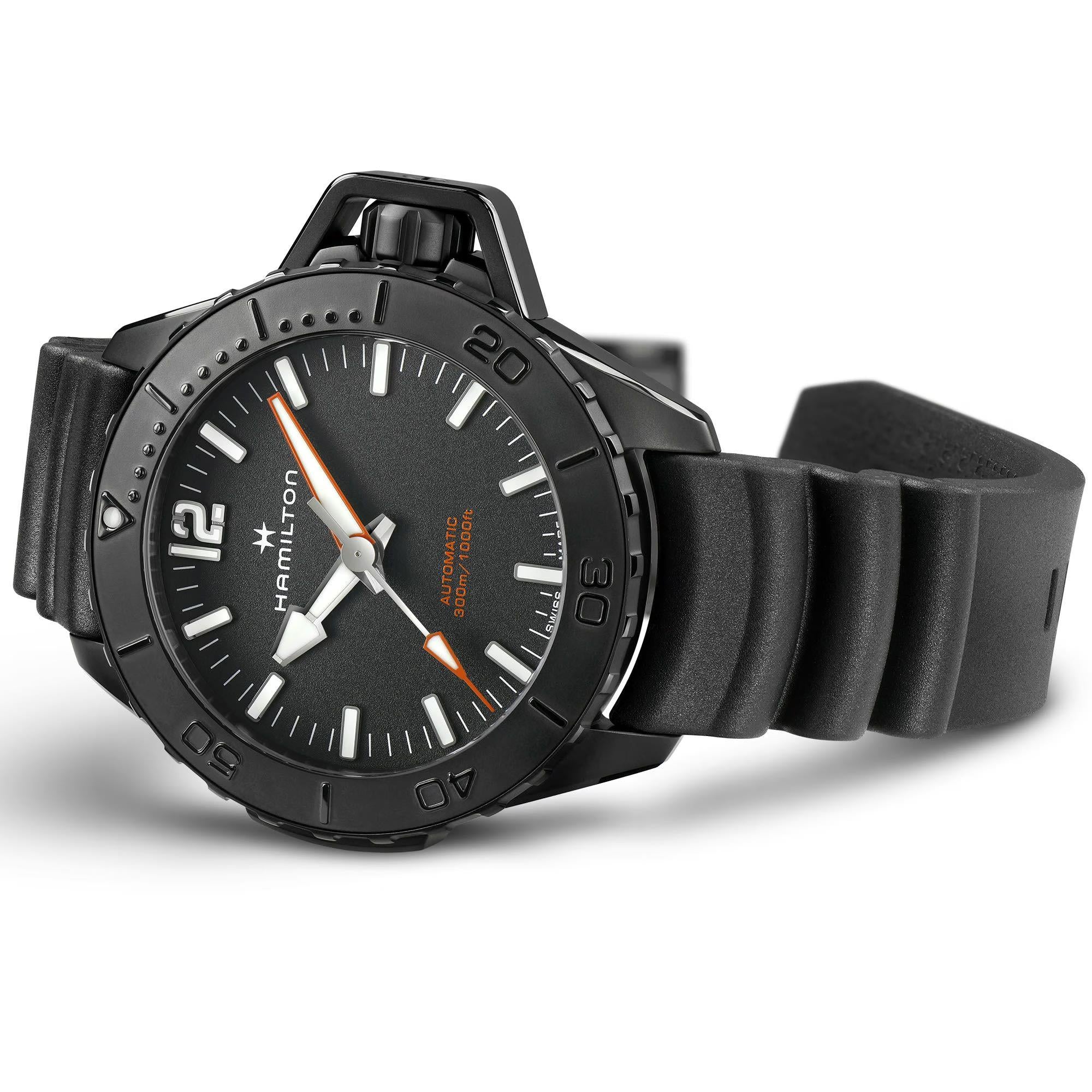 Hamilton Khaki Navy 46mm mens automatic watch H77855330 on white background