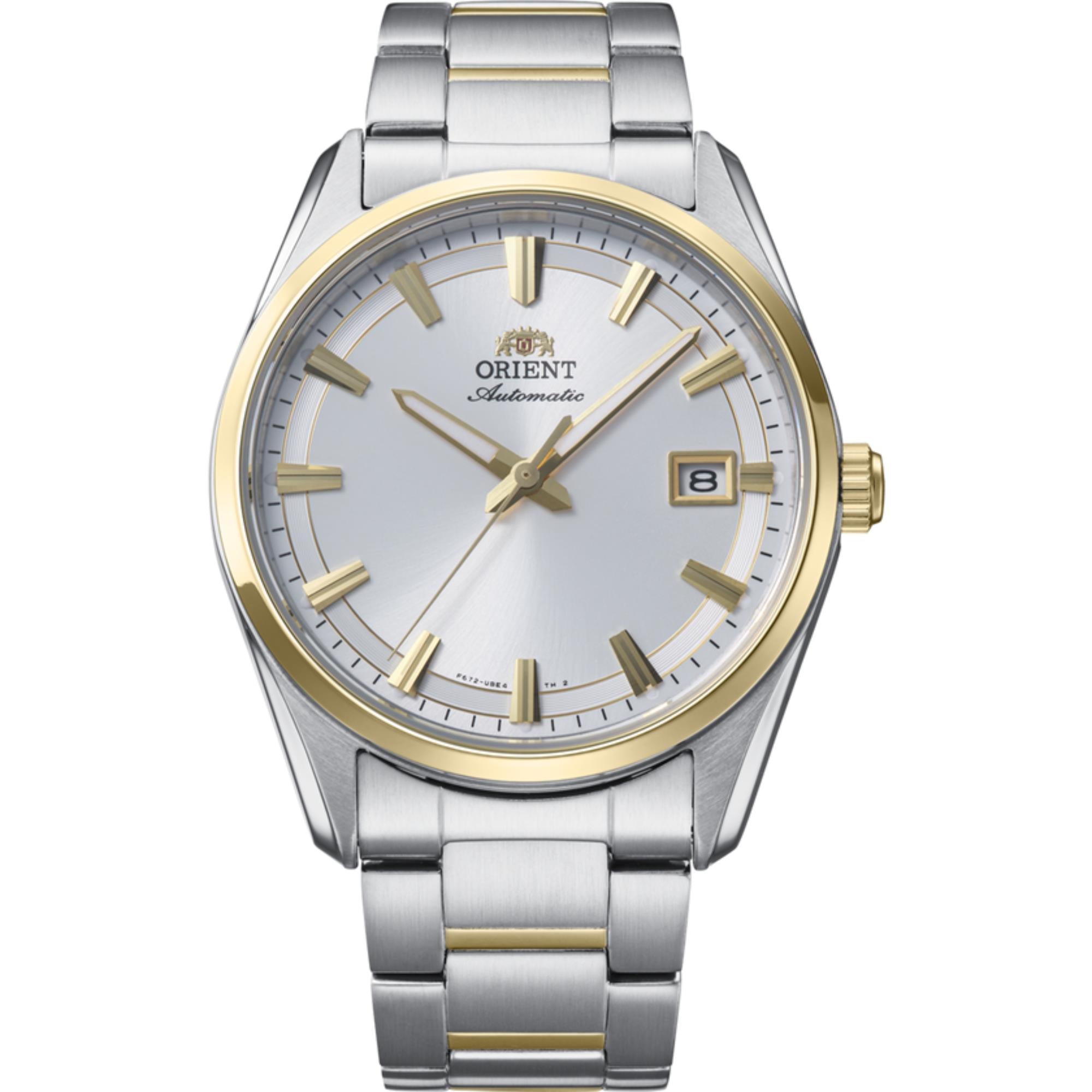 Orient Stretto White Dial Gold Accent automatic watch RA-AC0R01S30B front view