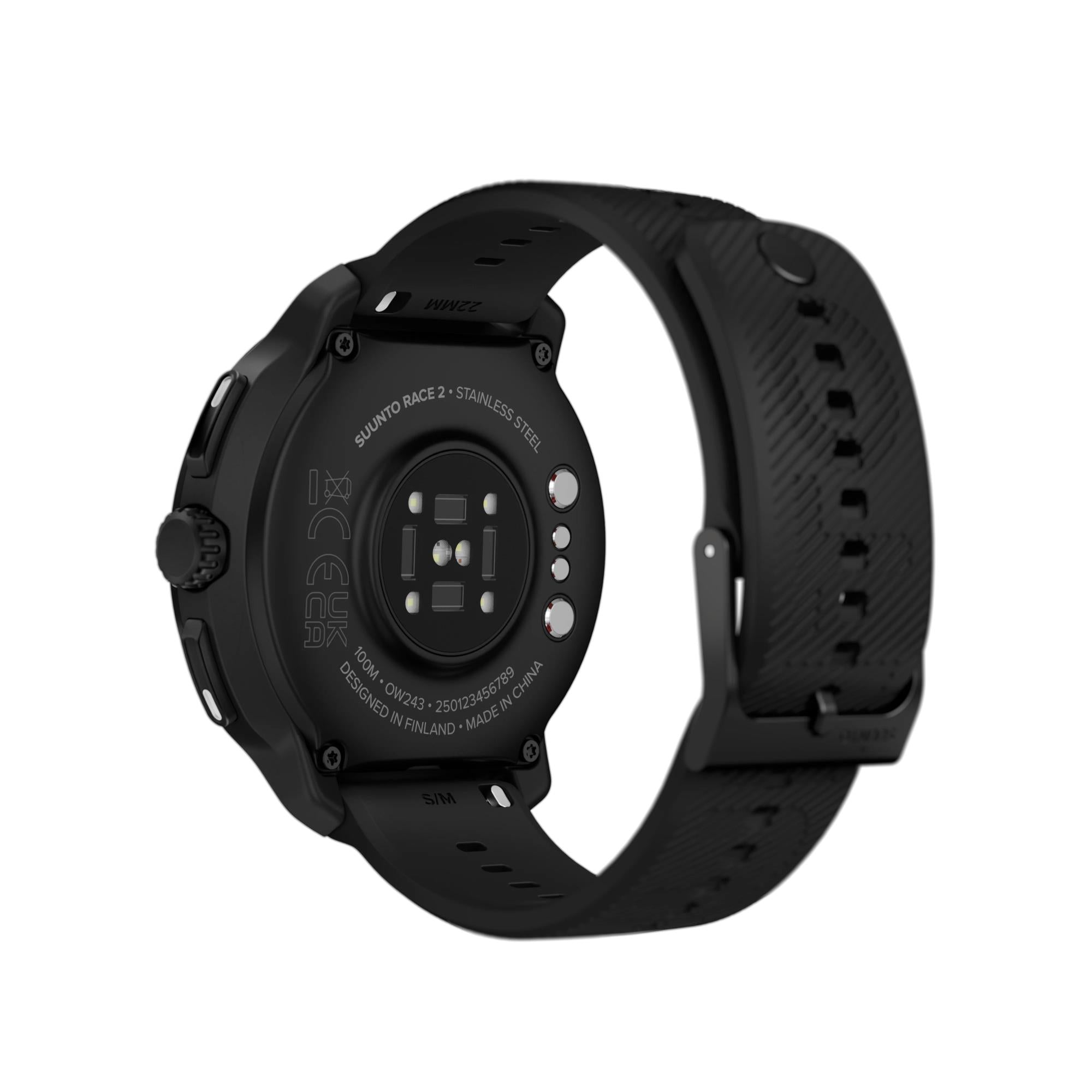 Suunto Race 2 All Black AMOLED Digital Silicone Strap Smart Fitness Watch SS051200000