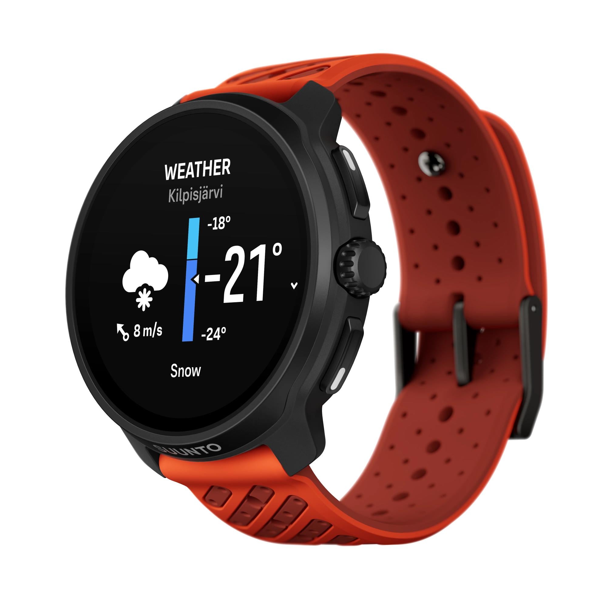 Suunto Race 2 Coral Orange AMOLED Digital Silicone Strap Smart Fitness Watch SS051241000