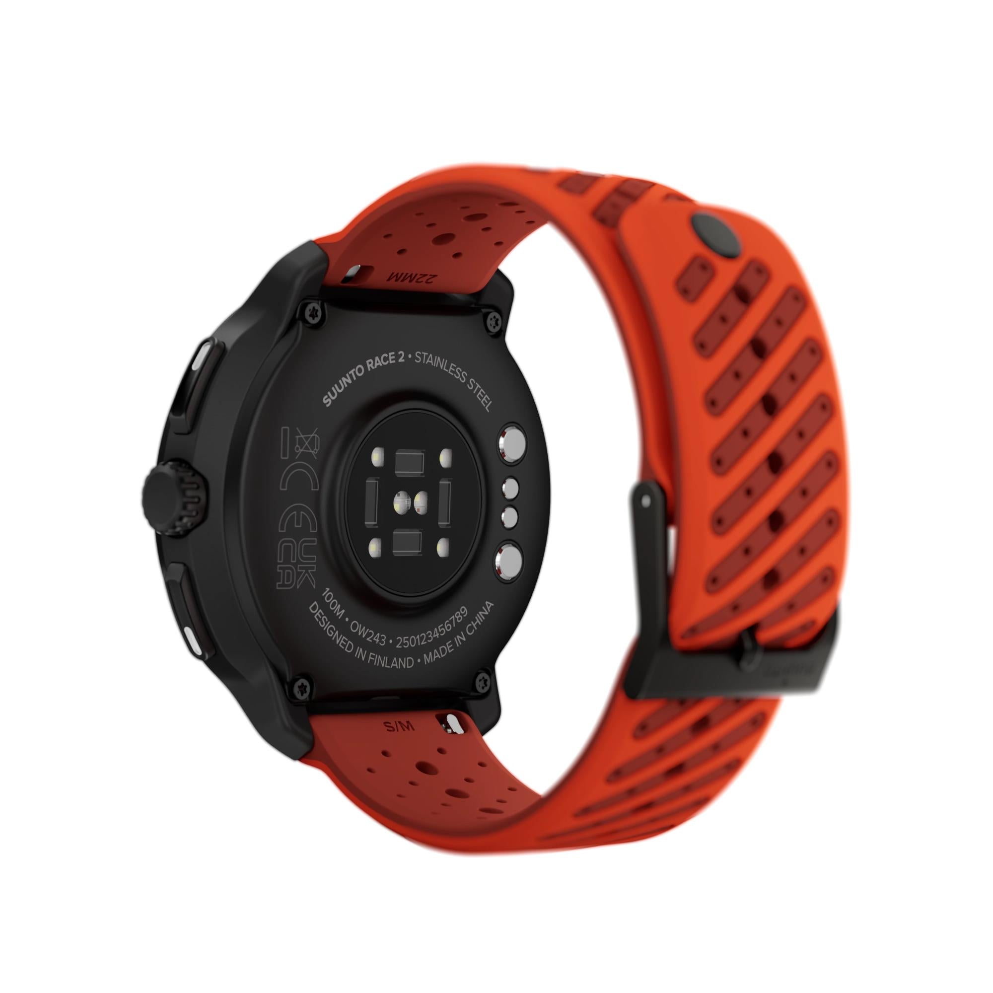 Suunto Race 2 Coral Orange AMOLED Digital Silicone Strap Smart Fitness Watch SS051241000