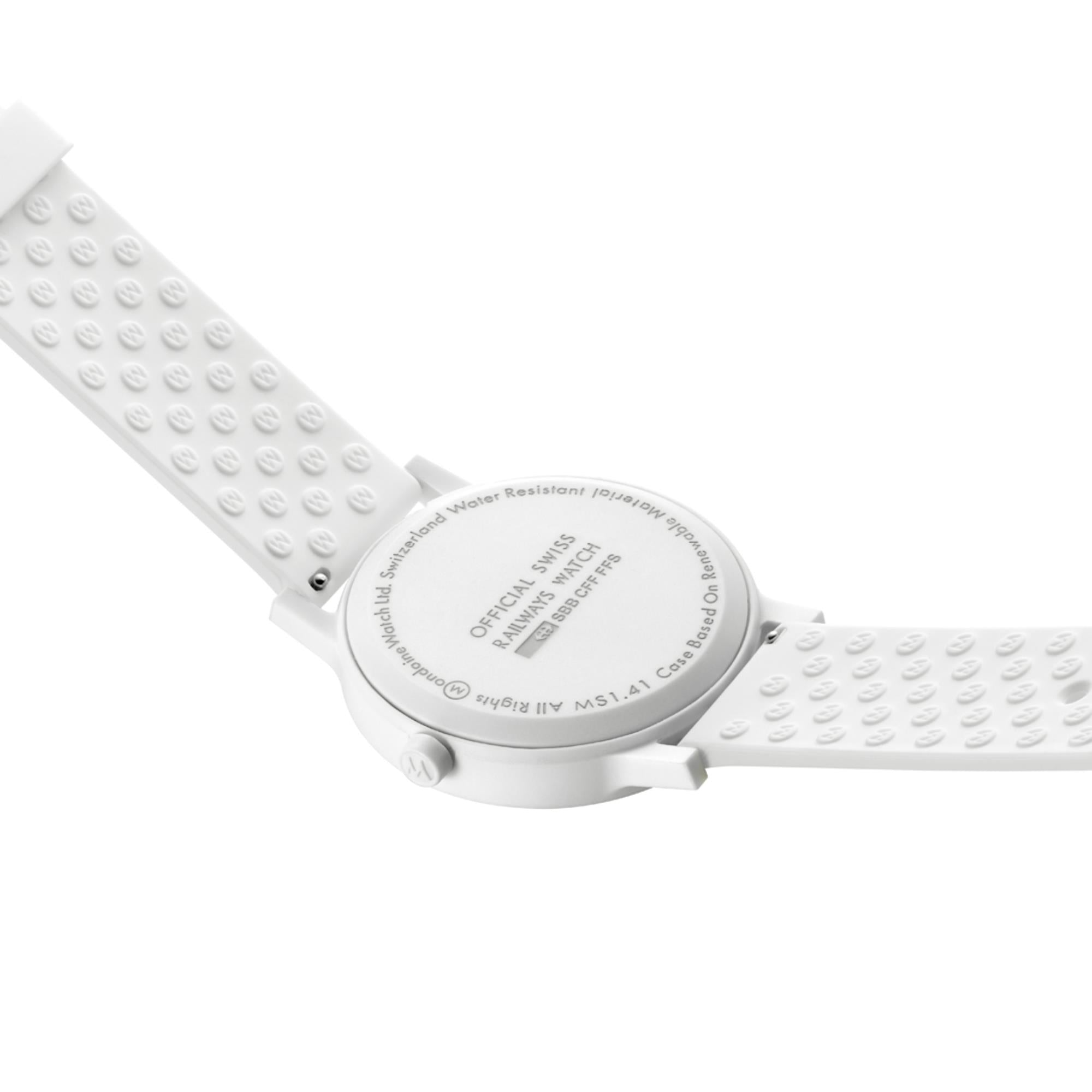 Mondaine Essence 41mm Weißes Zifferblatt Silikon Herren Quarz Uhr MS1.41110.RA