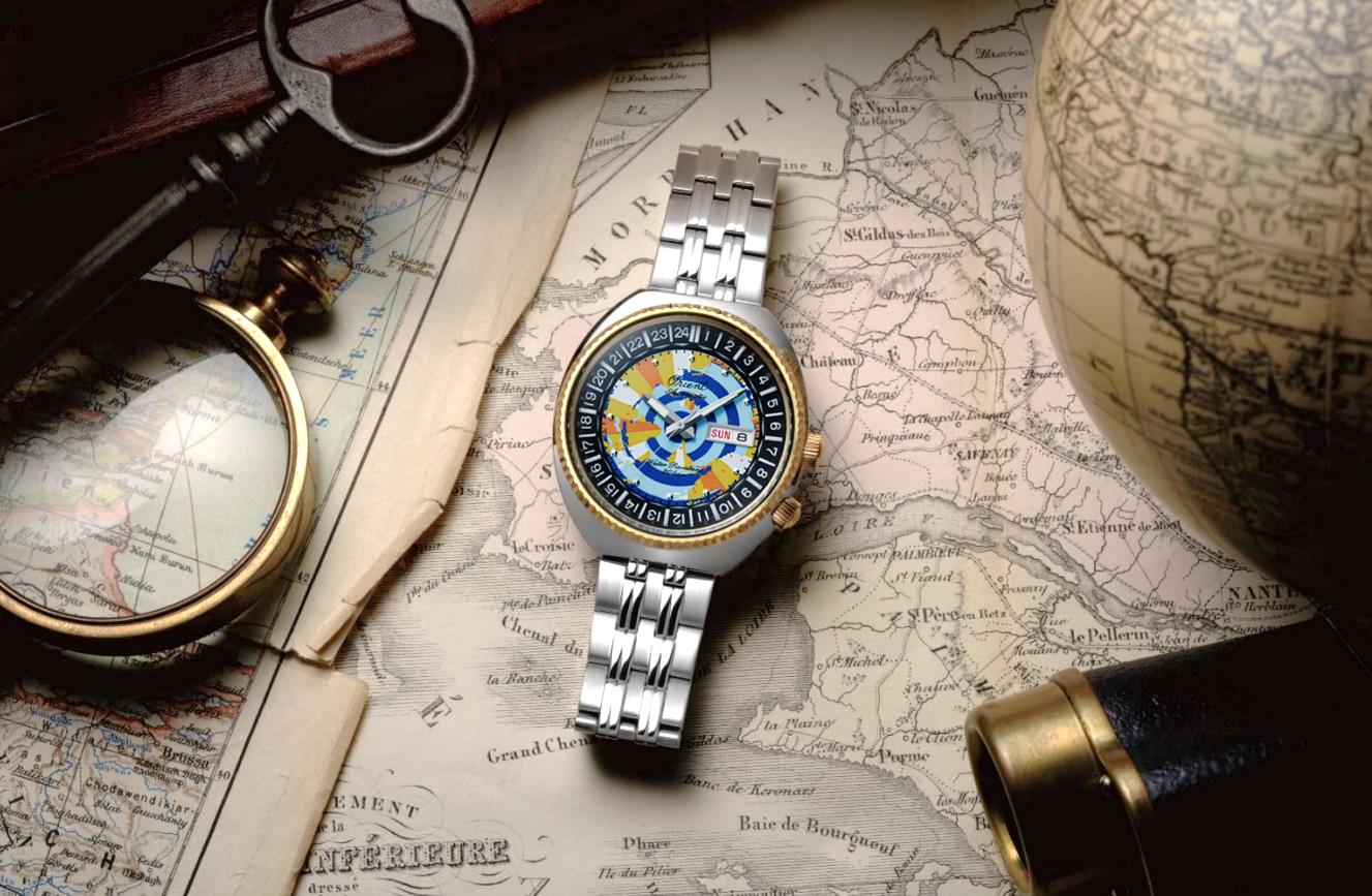 Orient Revival 43.5mm World Map Mako 75th Anniversary Limited Edition Multicoloured Dial Steel Mens Automatic Watch RA-AA0E08Y39B