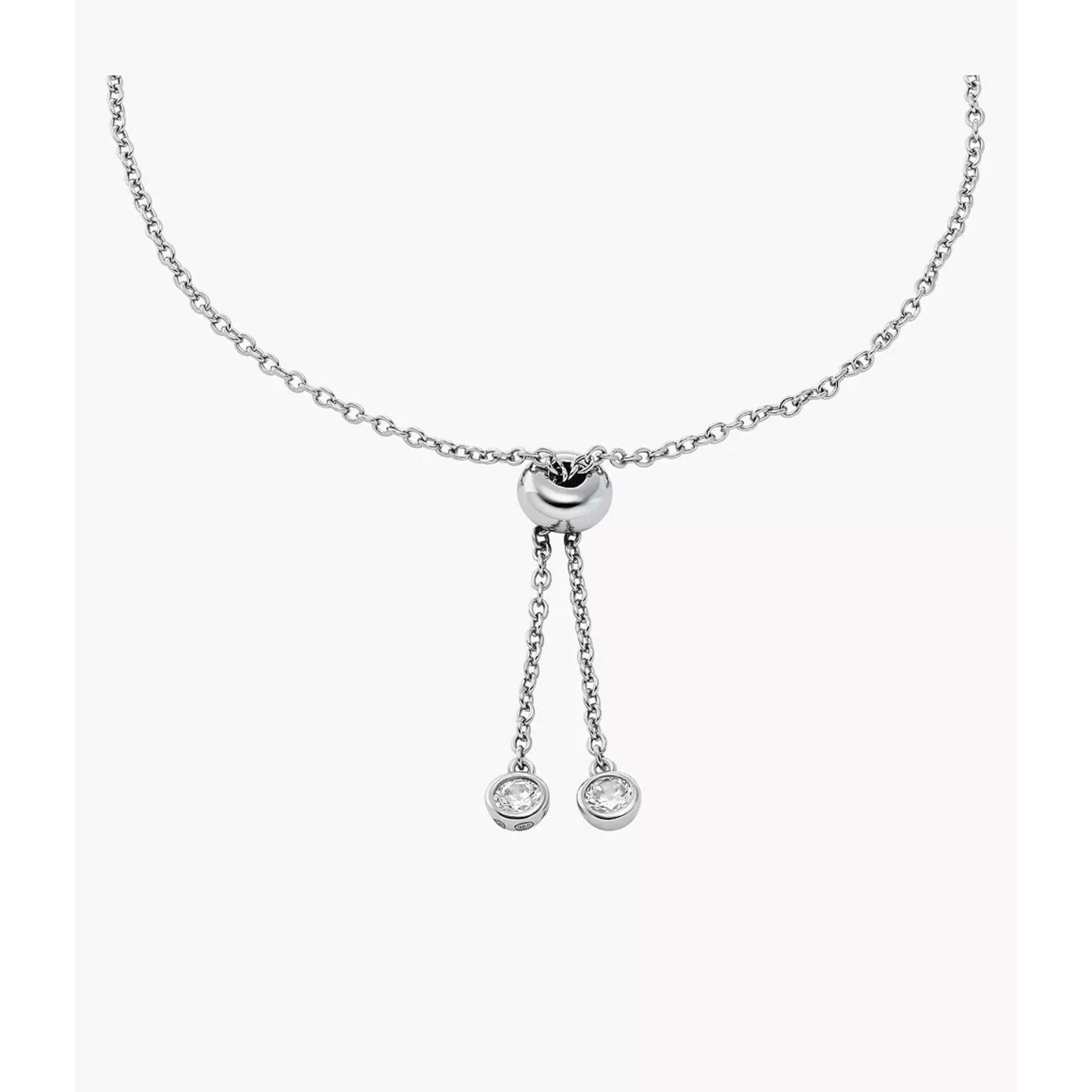 Michael Kors MKC1828040 adjustable slider bead closure and bezel-set cubic zirconia charm detail close-up