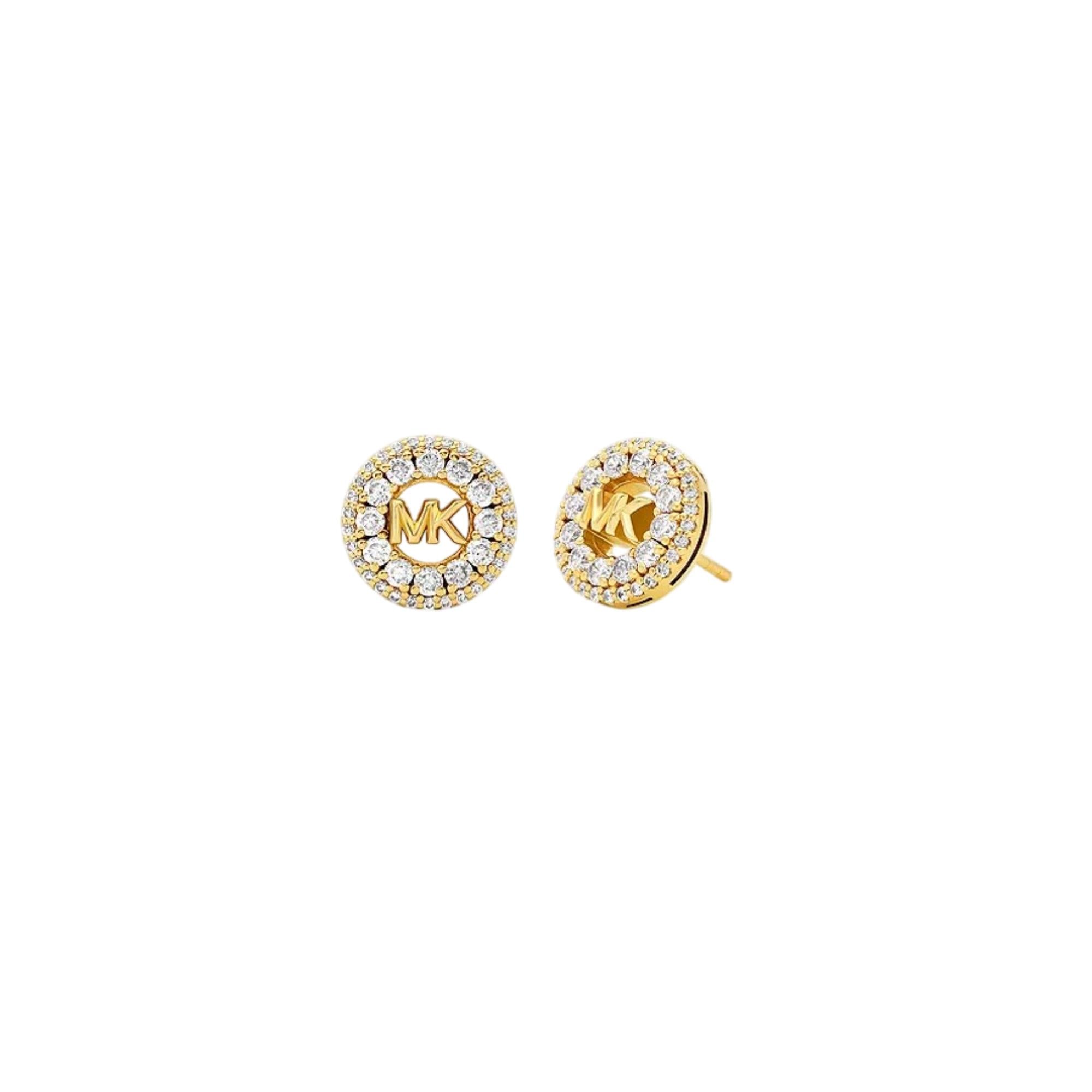 Michael Kors 14k Gold-beschichtete Sterlingsilber Pavé Logo Stud Damen Ohrringe MKC1827710