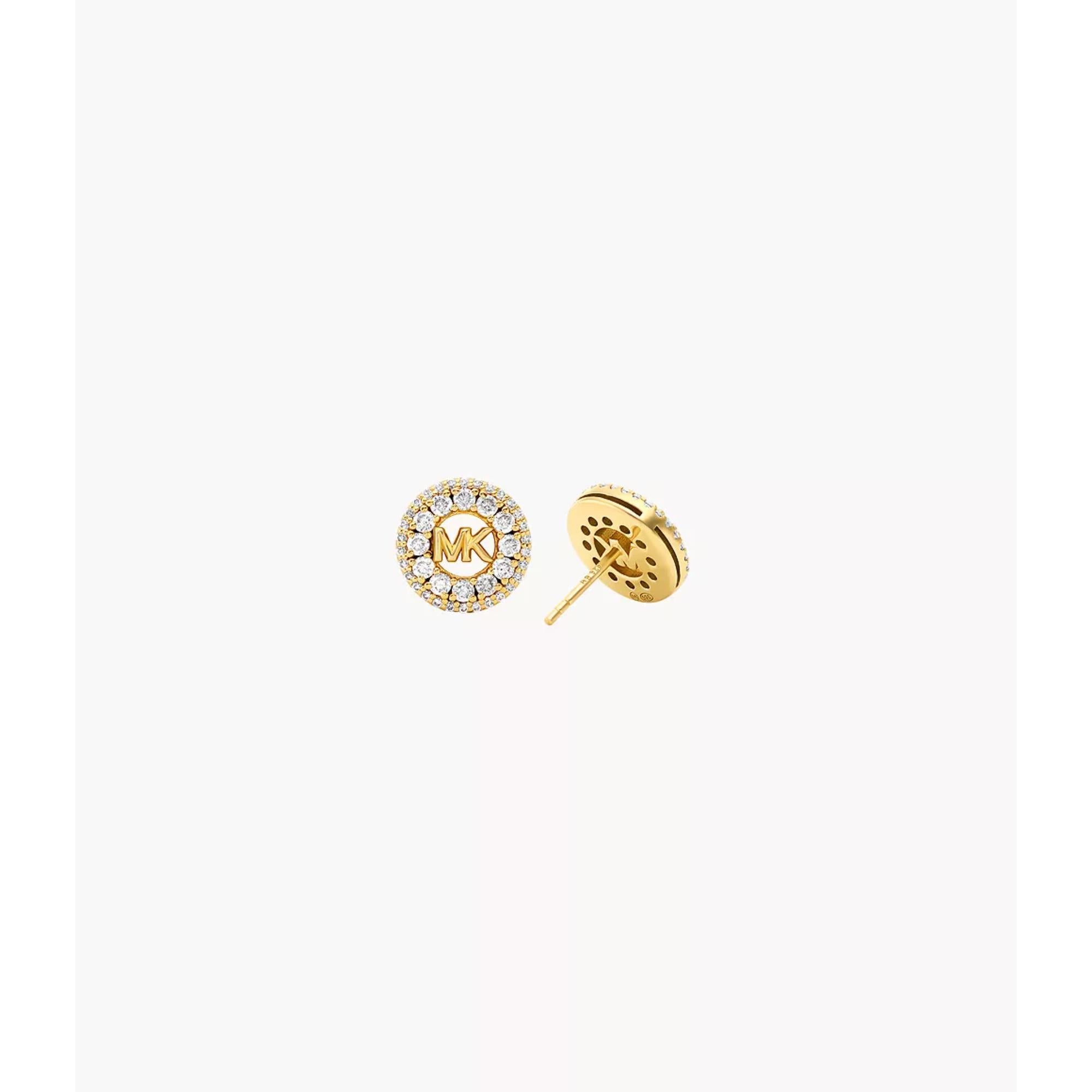 Michael Kors 14k Gold-beschichtete Sterlingsilber Pavé Logo Stud Damen Ohrringe MKC1827710