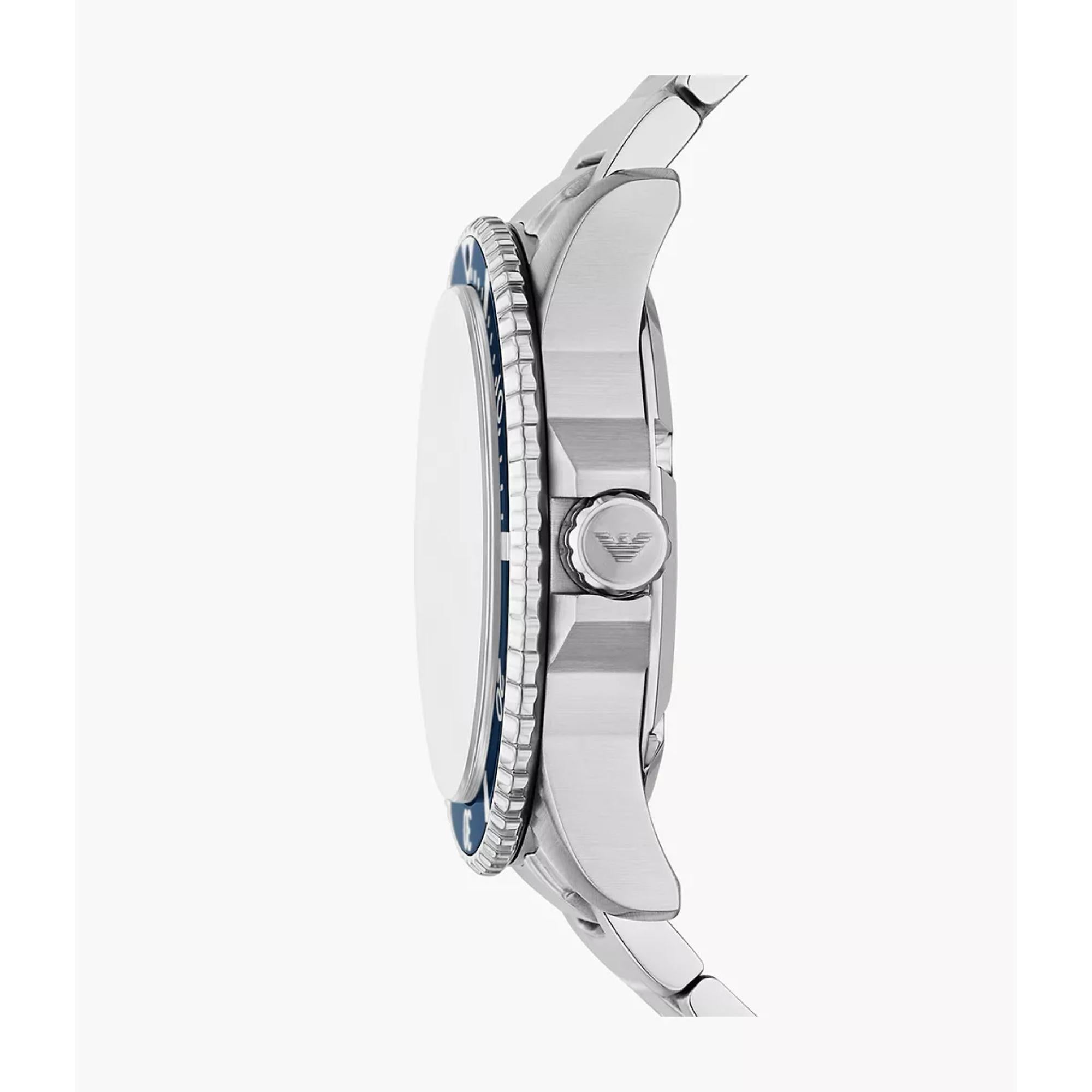 Emporio Armani World Explorer 42mm Blue Dial Steel Mens Solar Watch AR11697