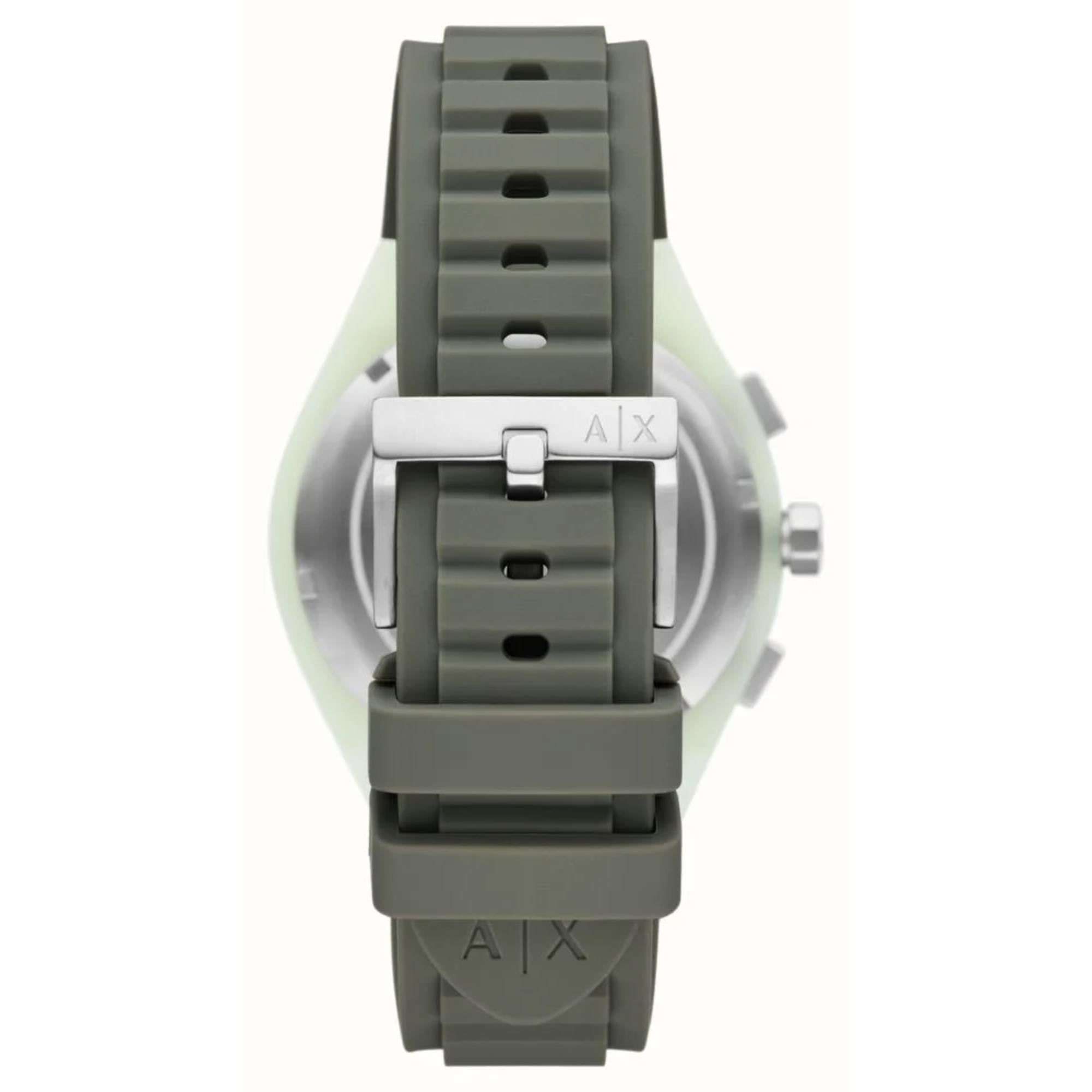 Armani Exchange Sync 44mm Chronograph Khaki Grünes Zifferblatt Silikon Herren Quarz Uhr AX4171