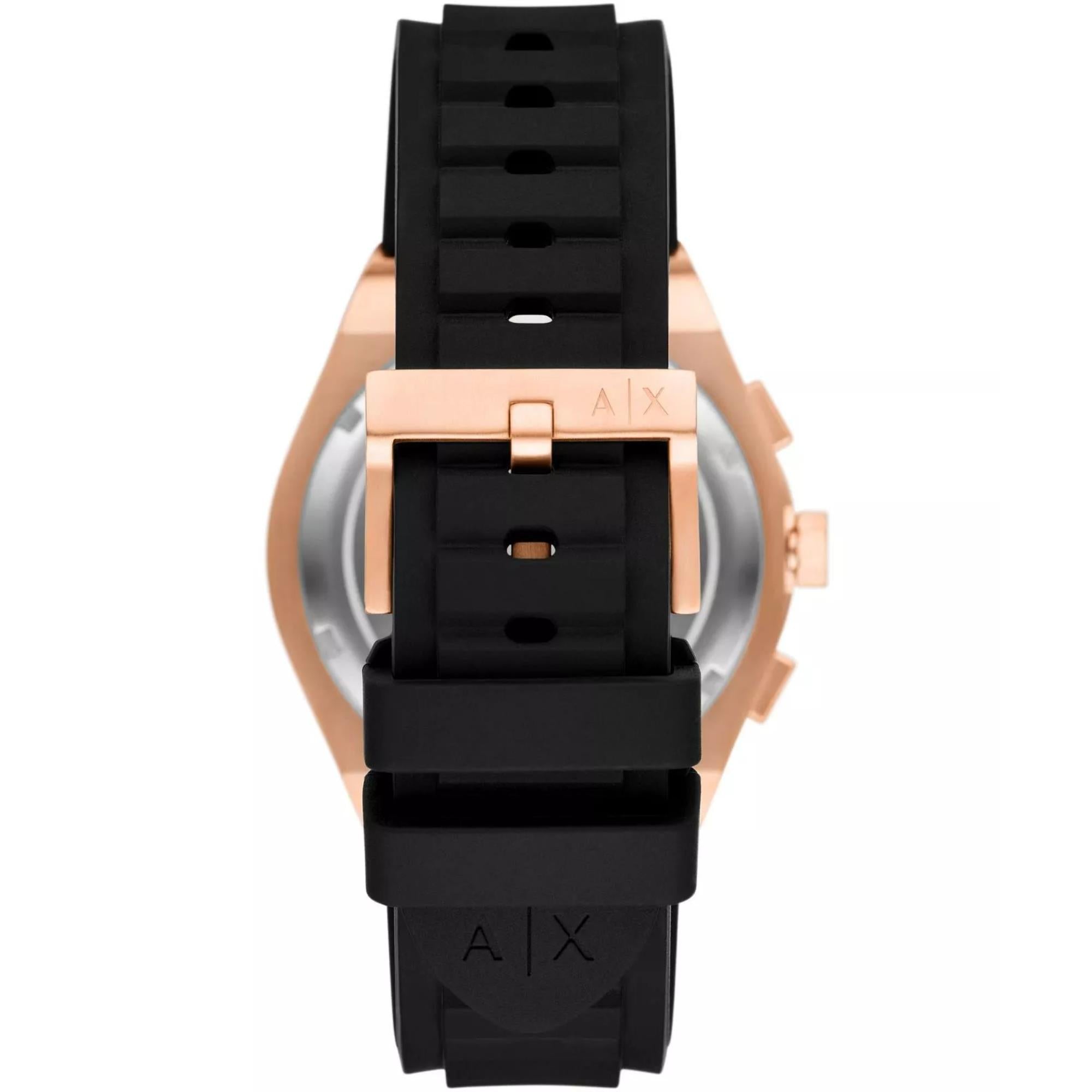 Armani Exchange Sync 42mm Chronograph Schwarzes Zifferblatt Silikon Herren Quarz Uhr AX4190