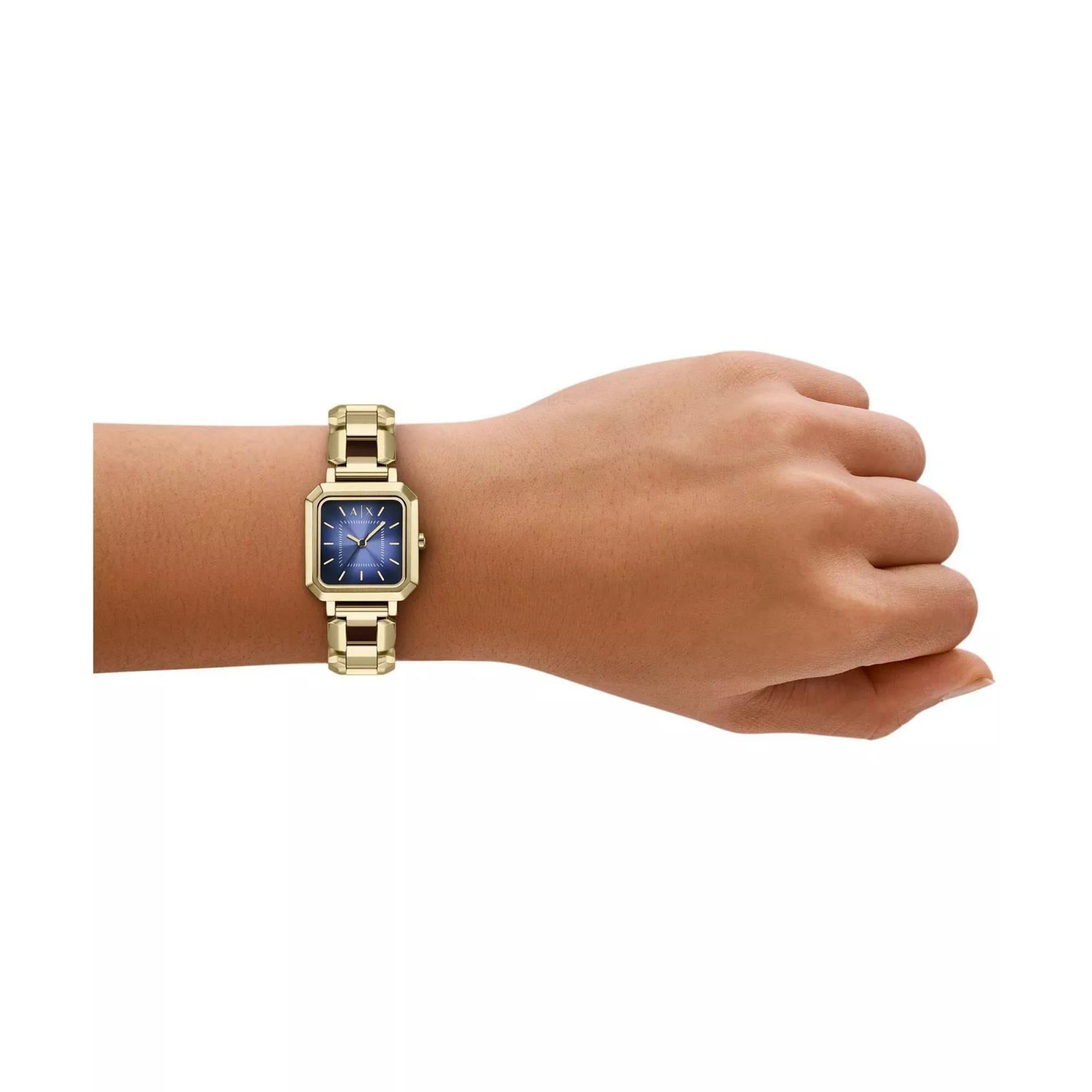 Armani Exchange Leila 27mm Blaues Zifferblatt Stahl Damen Quarz Uhr AX5735