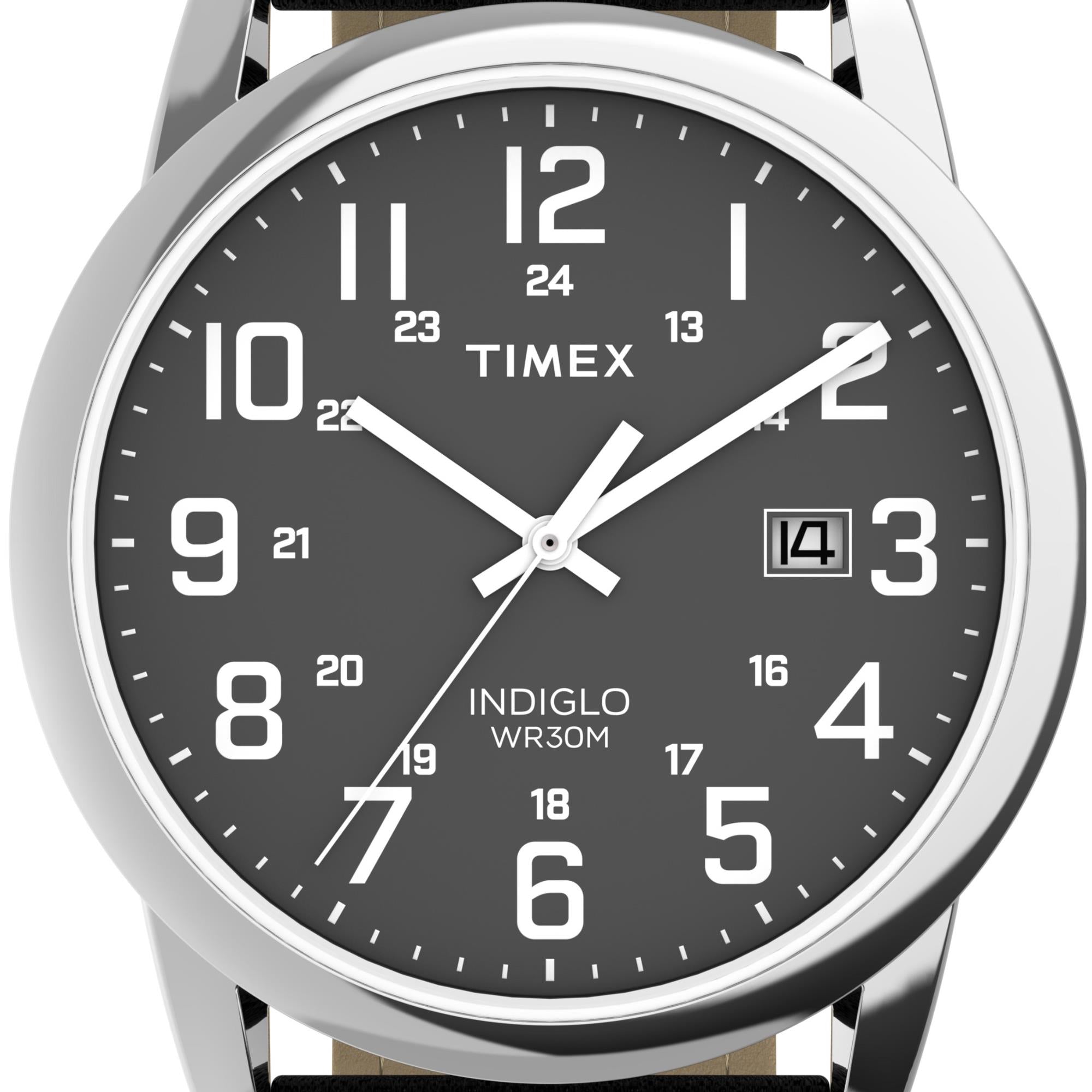 Timex Easy Reader 38mm Black Dial Leather Mens Quartz Watch TW2Y12800