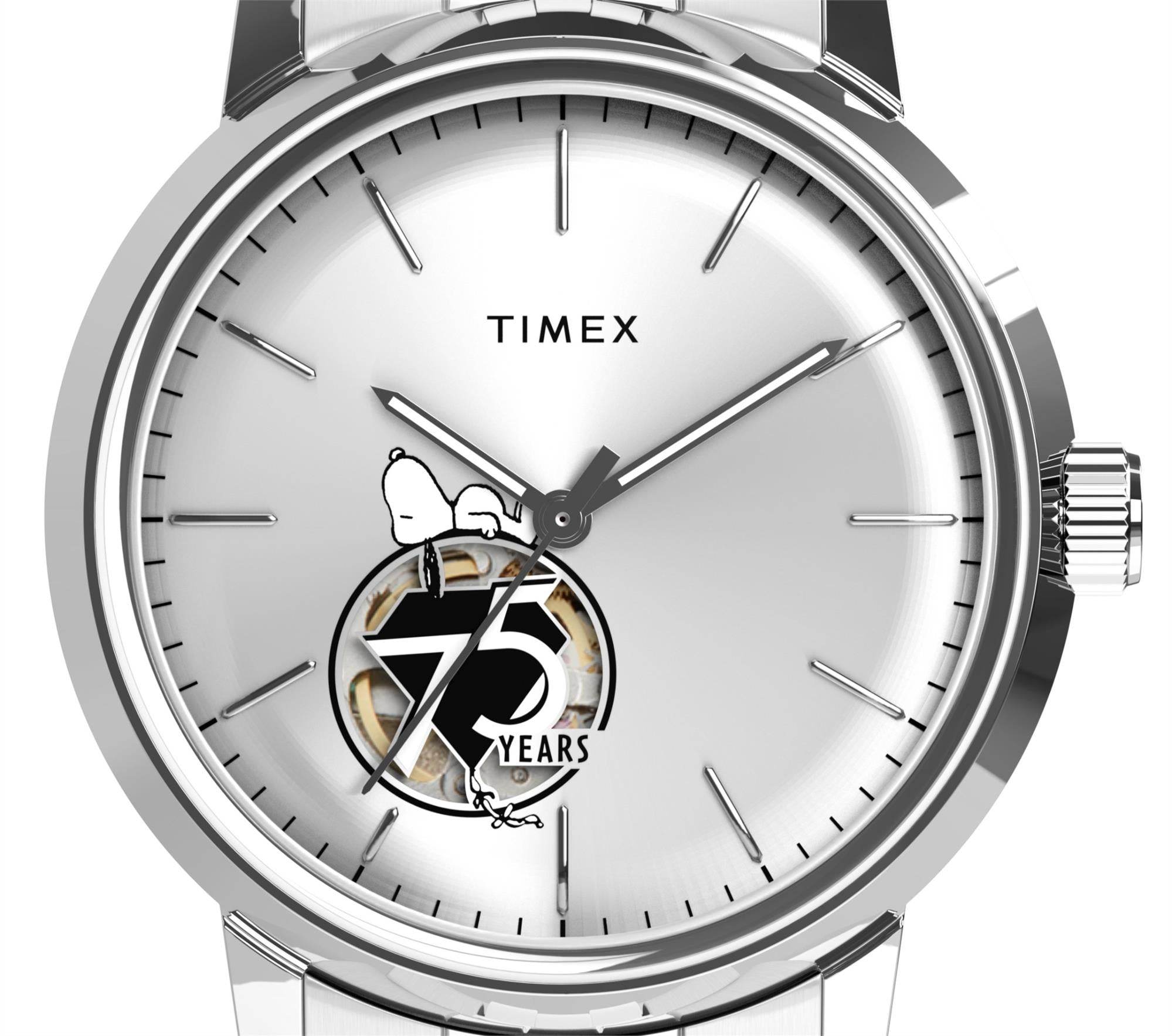 Timex Peanuts 40mm Silver Dial Steel Mens Automatic Watch TW2Y45000
