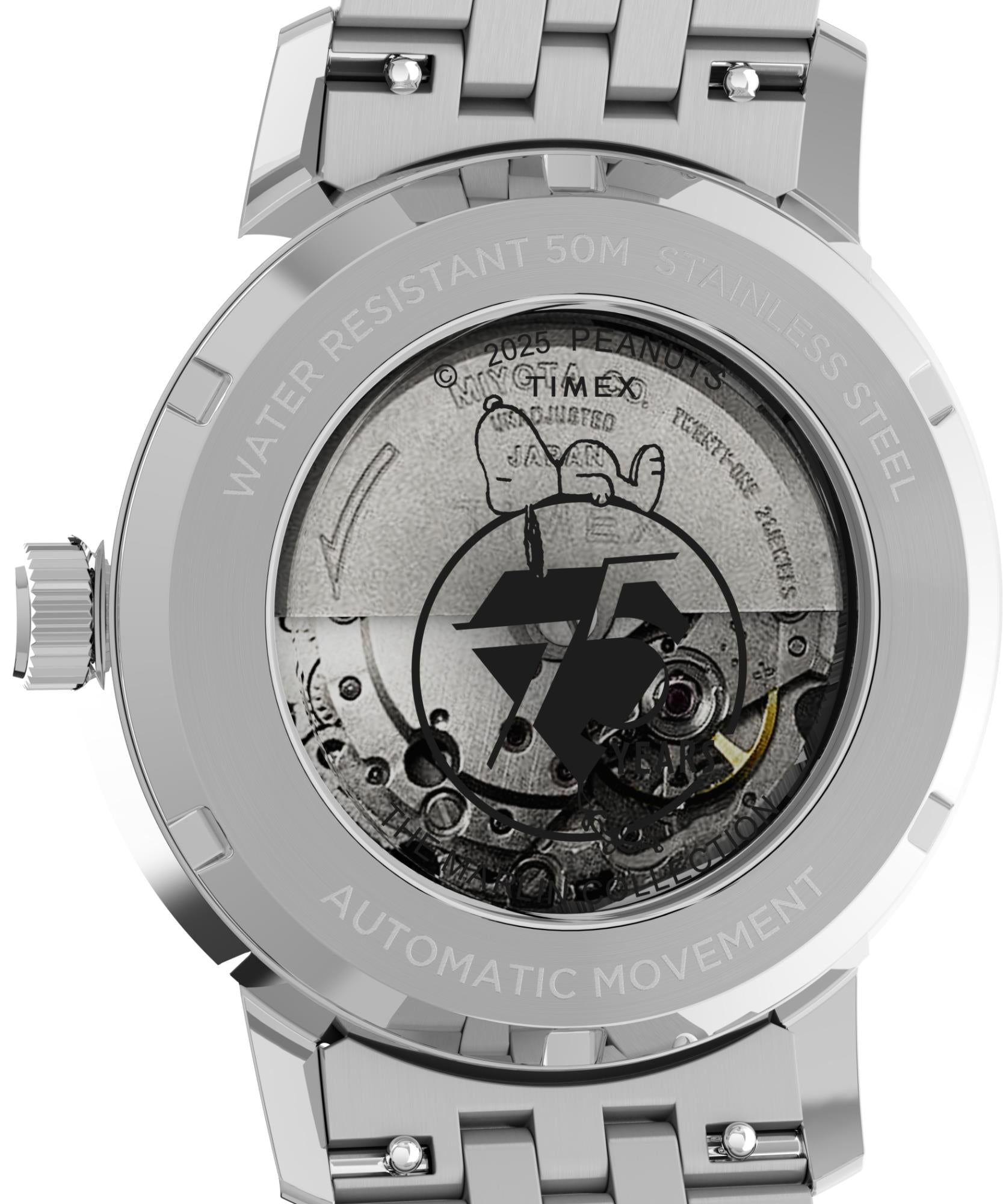 Timex Peanuts 40mm Silver Dial Steel Mens Automatic Watch TW2Y45000