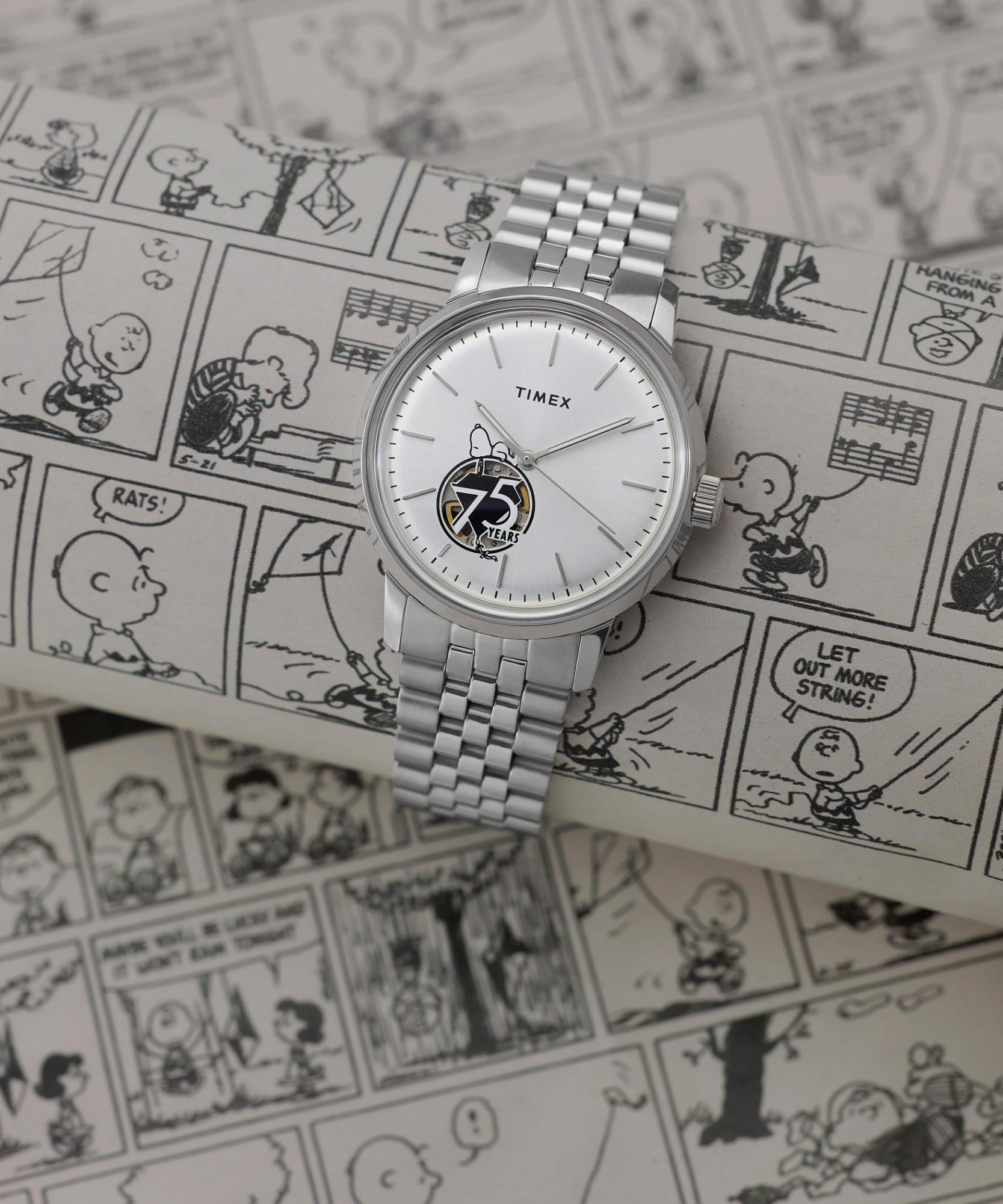 Timex Peanuts 40mm Silver Dial Steel Mens Automatic Watch TW2Y45000