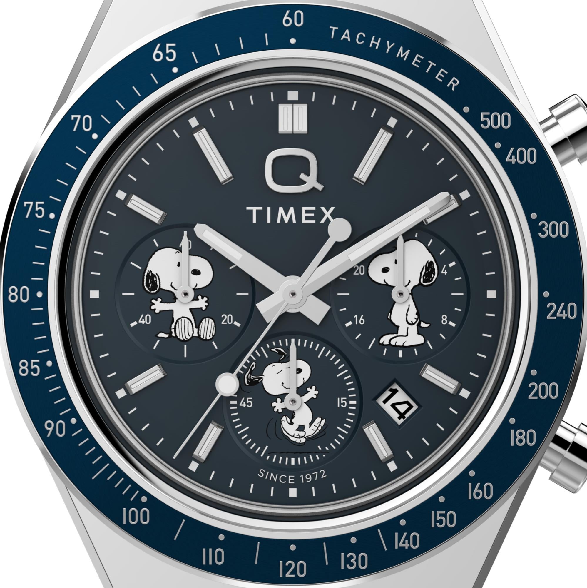 Timex Peanuts 40mm Chronograph Blue Dial Steel Mens Quartz Watch TW2Y45300