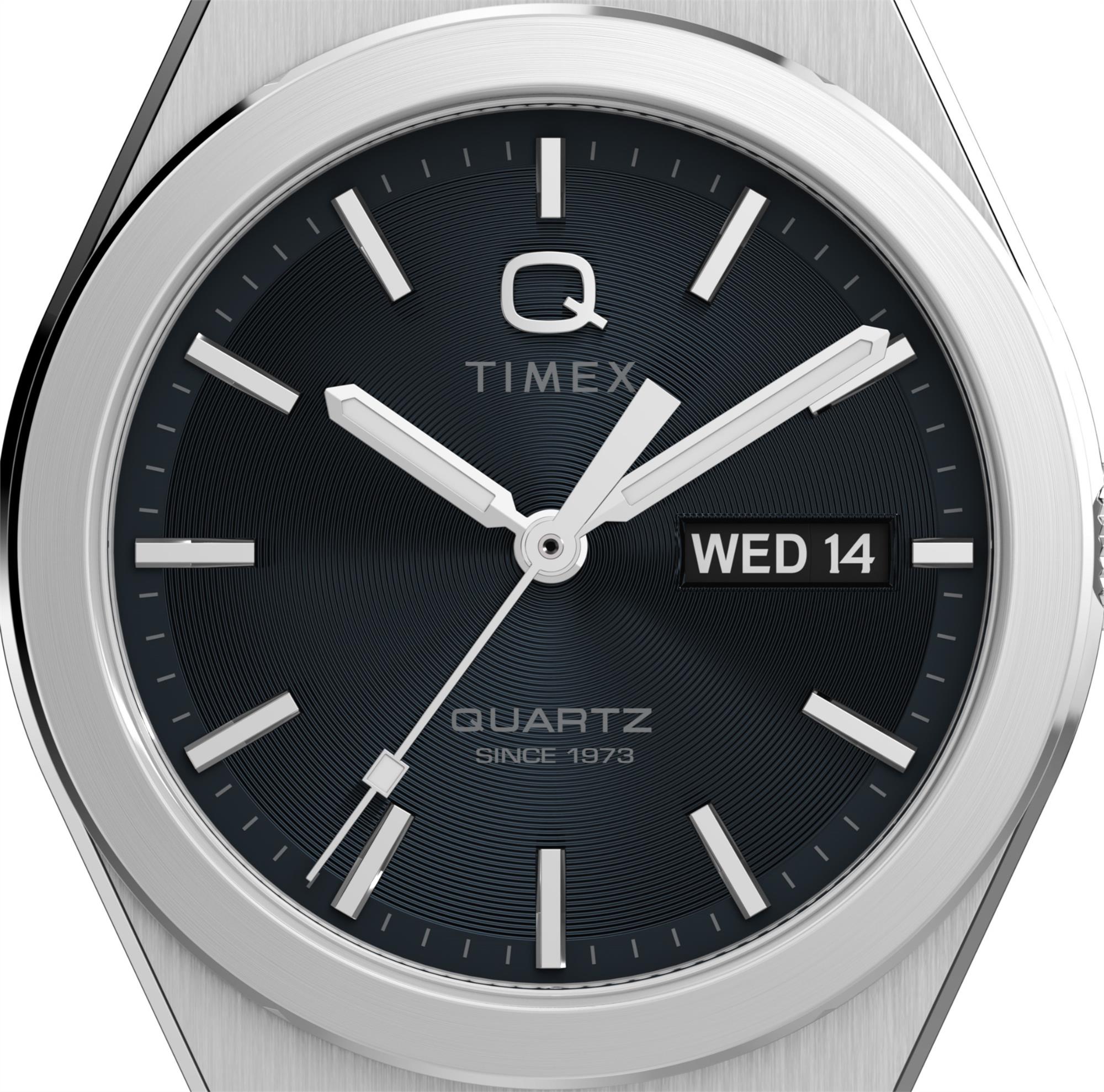 Timex Q 39mm Black Dial Steel Mens Quartz Watch TW2Y25000